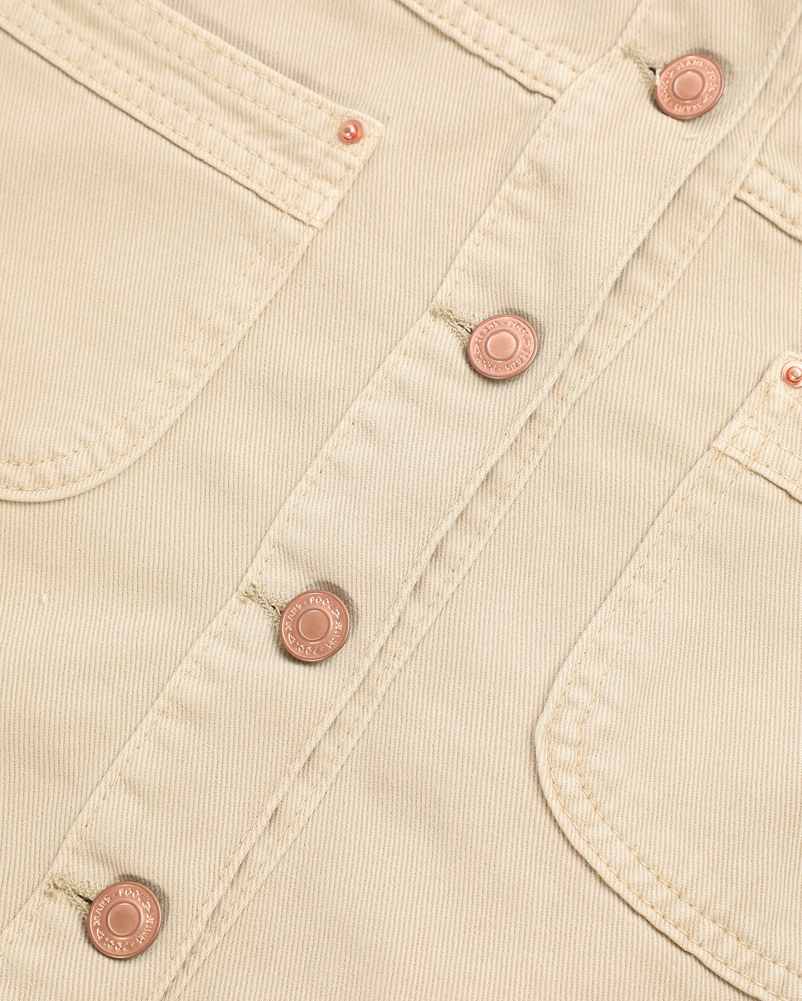 Jaqueta cropped sarja juvenil com barra desfiada bege | Pool