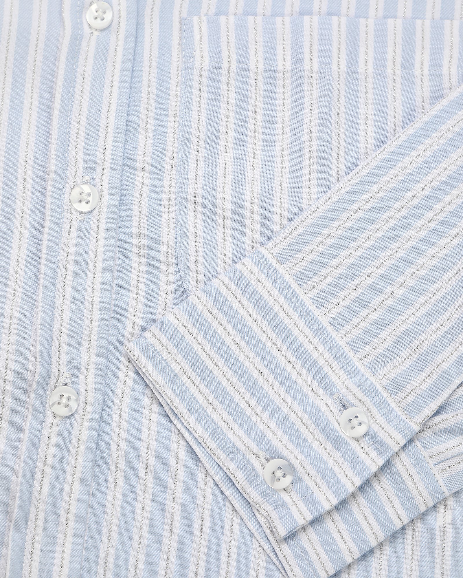 Camisa infantil manga longa listrada com metalizado 4-10A azul
