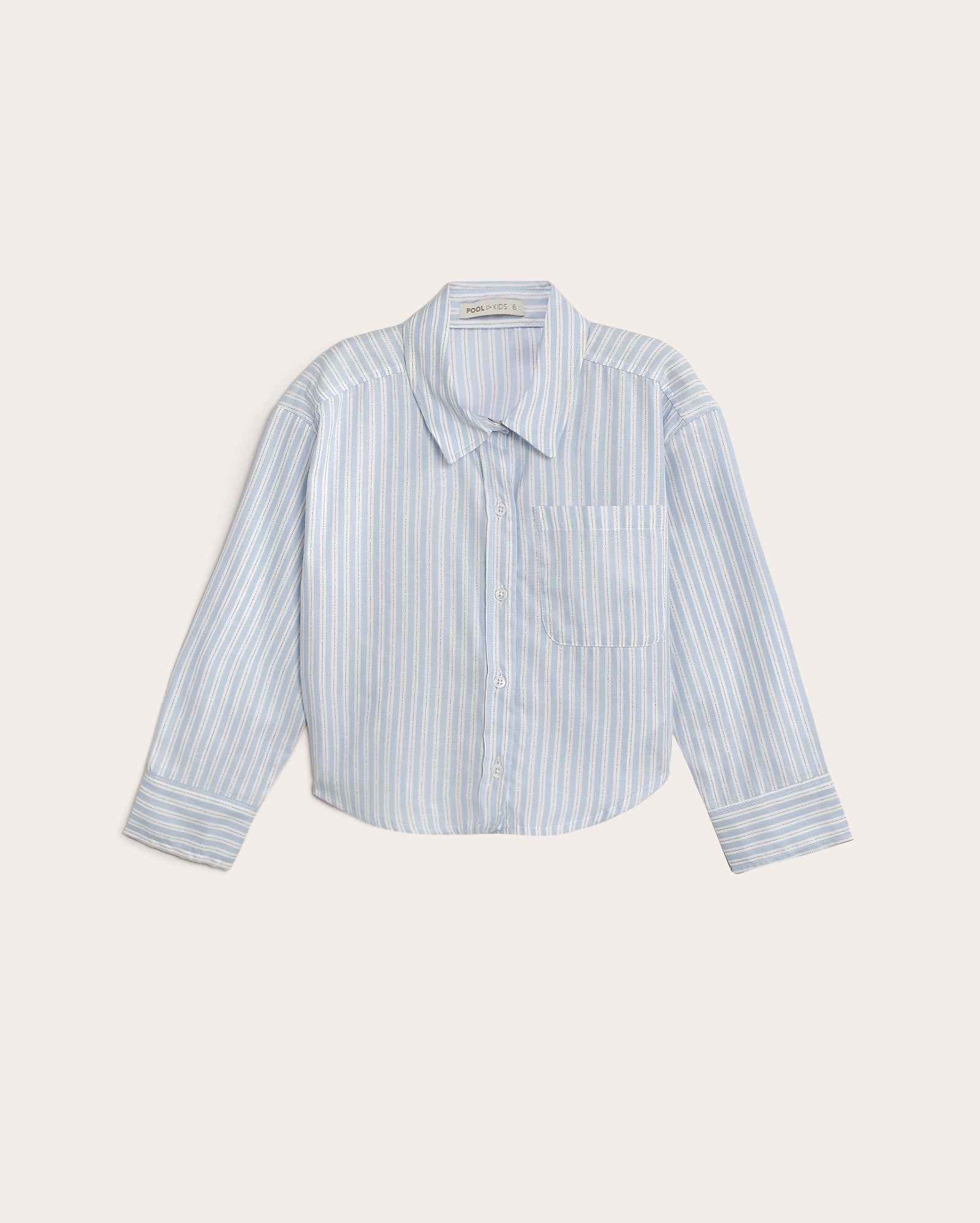 Camisa infantil manga longa listrada com metalizado 4-10A azul