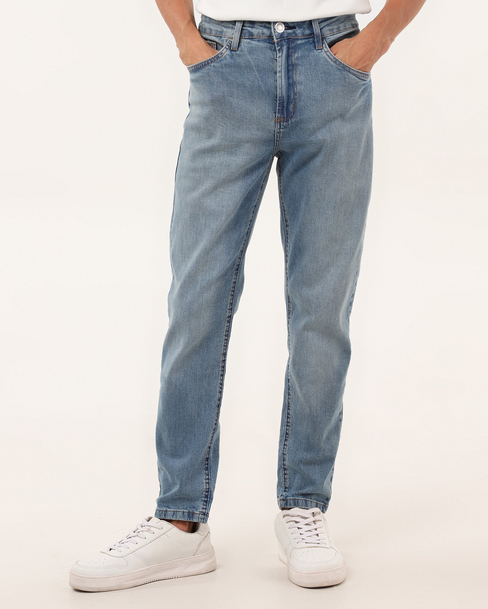Calça jeans masculina carrot estonada denim médio | Pool Jeans