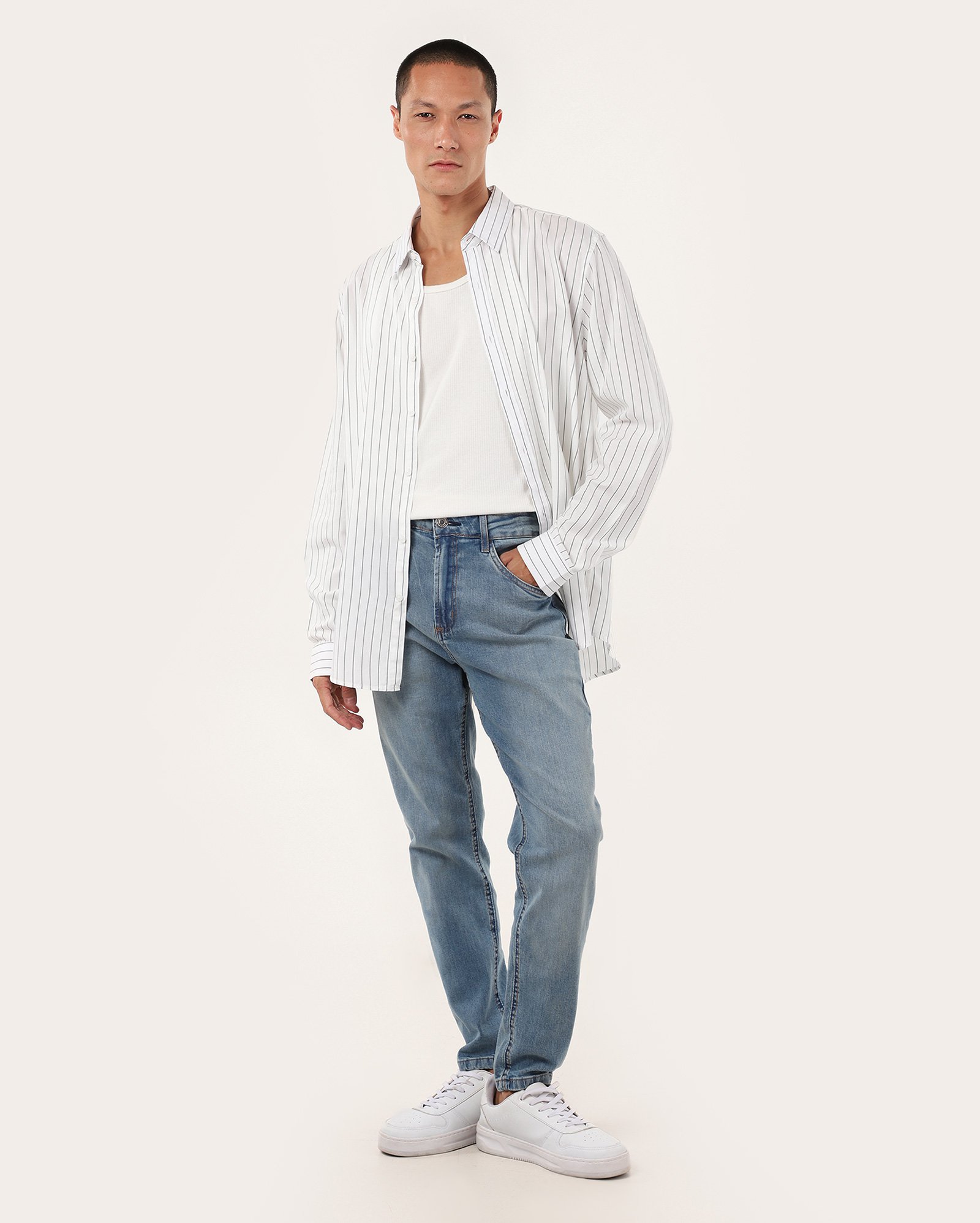 Calça jeans masculina carrot estonada denim médio | Pool Jeans