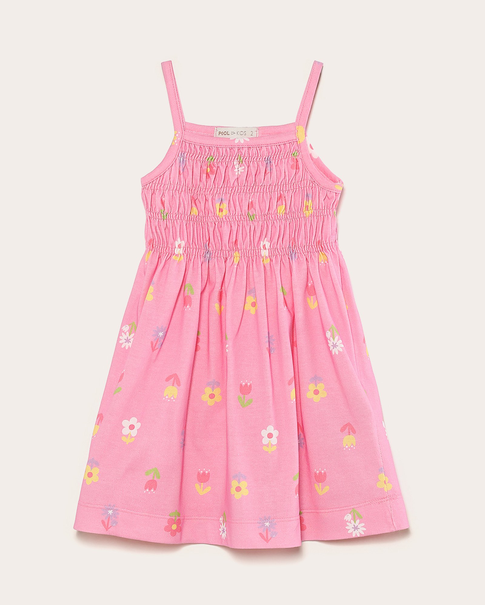 Vestido infantil evasê florzinhas com lastex 1-4A rosa | Pool Kids