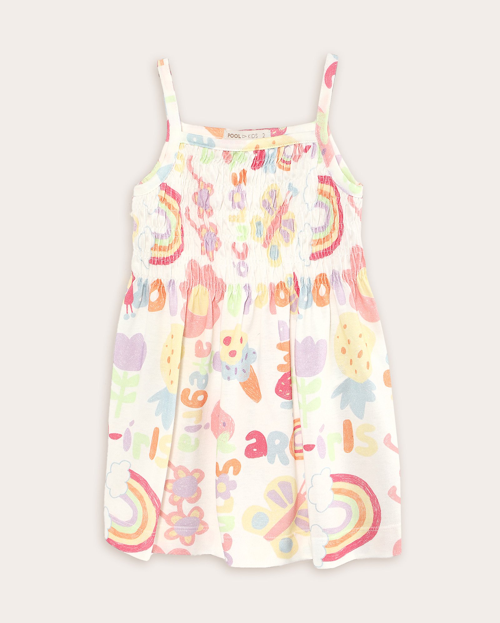 Vestido infantil sorvetes e arco-íris com lastex 1-4A branco | Pool Kids