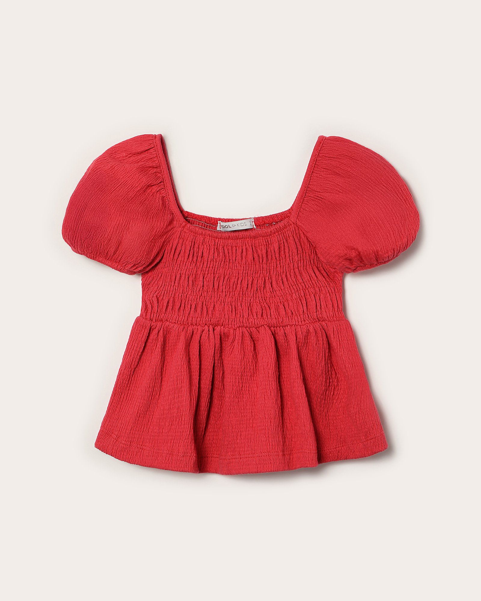 Blusa infantil manga bufante texturizada 1-4A vermelha