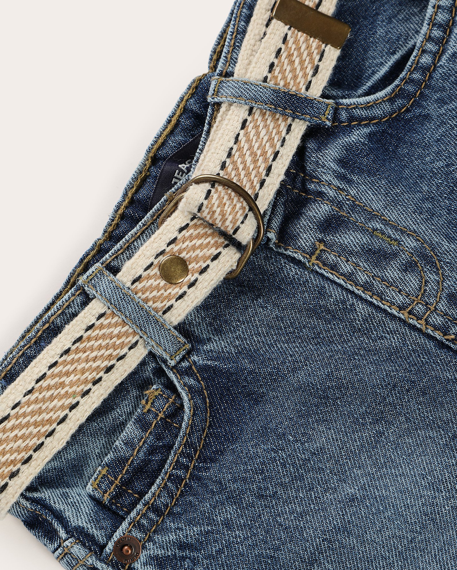 Bermuda jeans infantil com cinto 1-4A denim médio