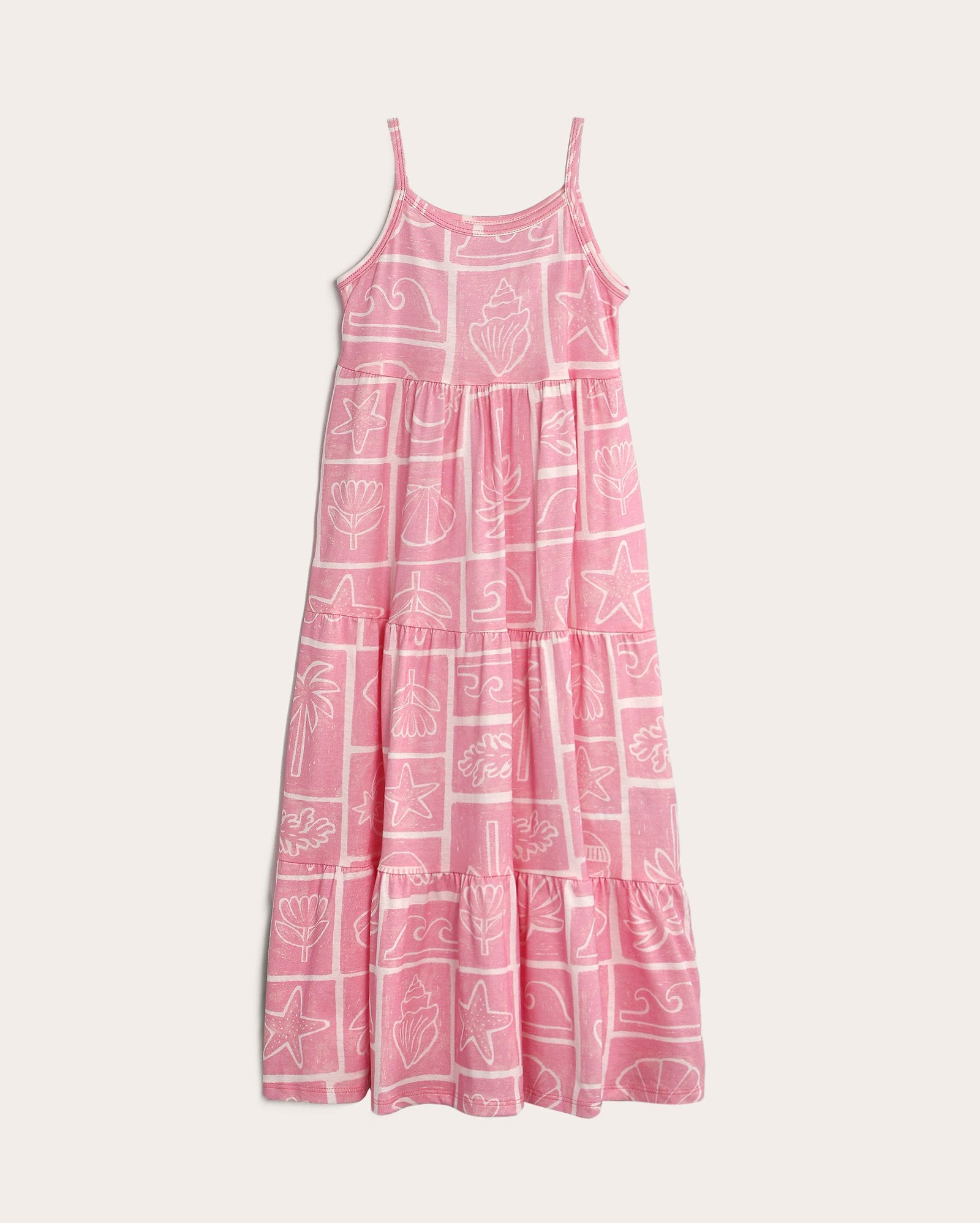 Vestido infantil longo evasê praia 4-10A rosa
