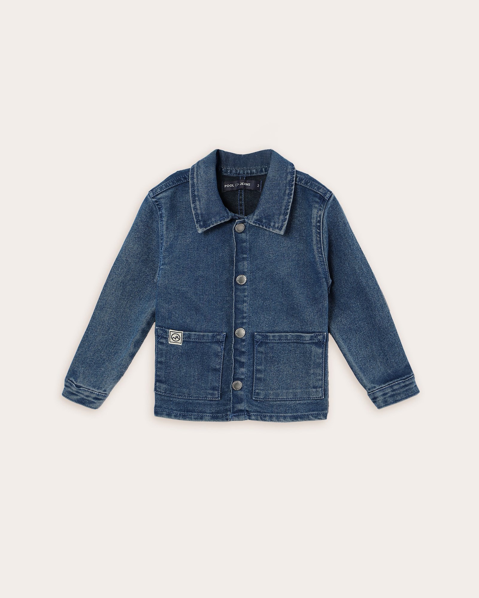 Shacket jeans infantil com bolsos 1-4A denim escuro