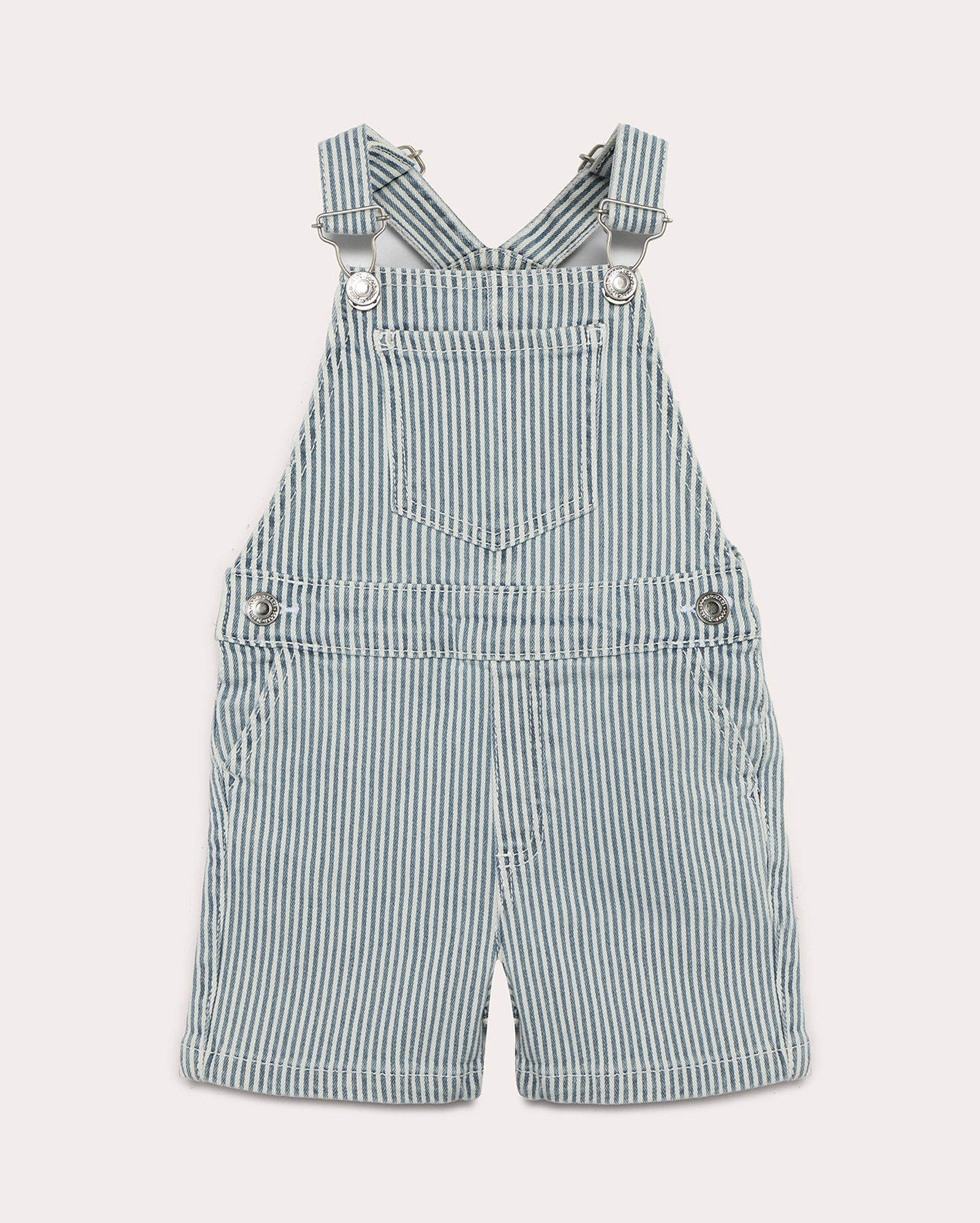 Jardineira jeans infantil listrada 1-4A denim claro | Pool Jeans
