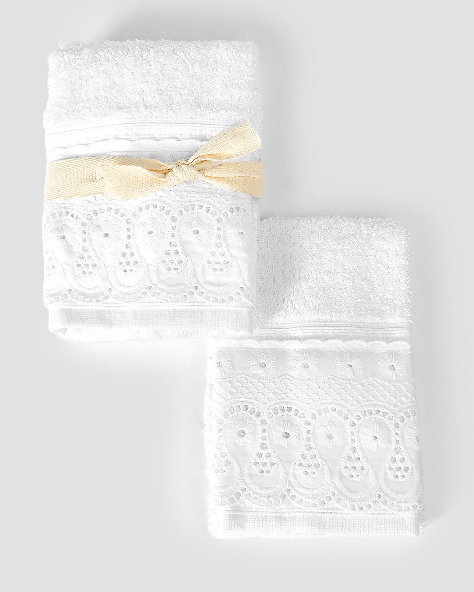 Kit toalha de lavabo 2 peças laise branca | Casa Riachuelo