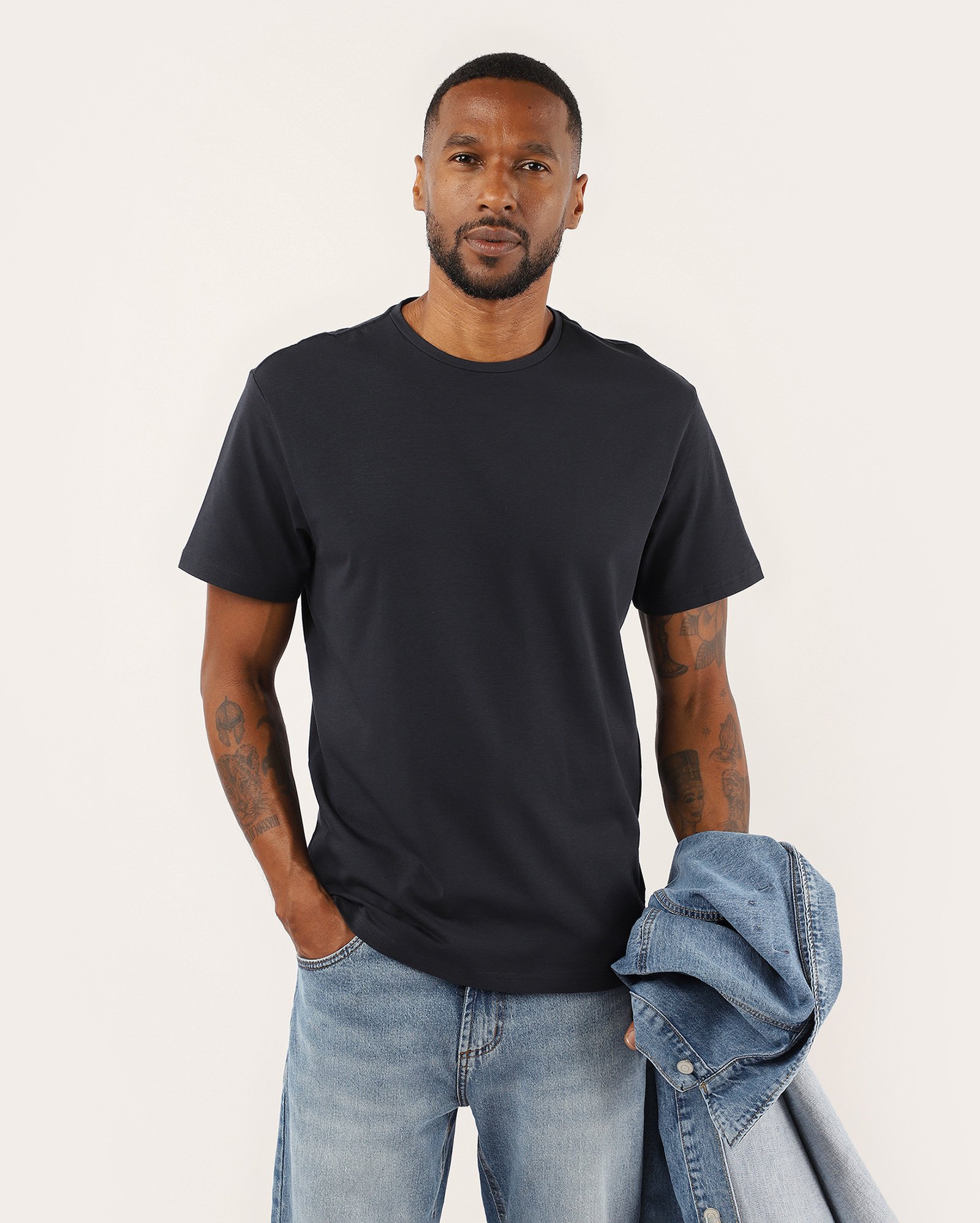 Camiseta masculina básica Essencial Slim - Azul