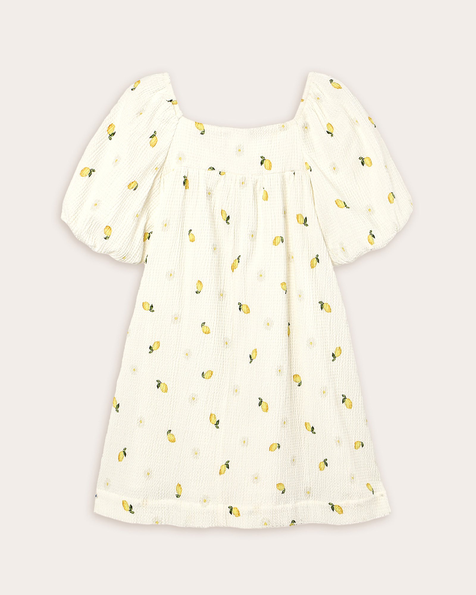 Vestido infantil texturizado limão 4-10A off-white