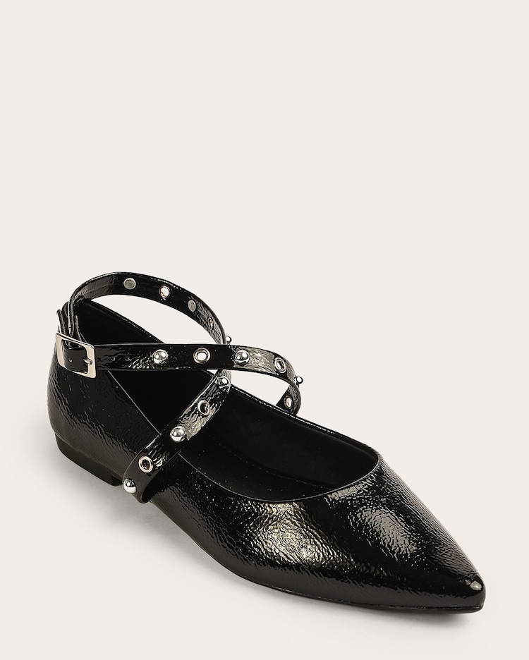 Riachuelo Sapatilha feminina com fivela e tira com ilhós