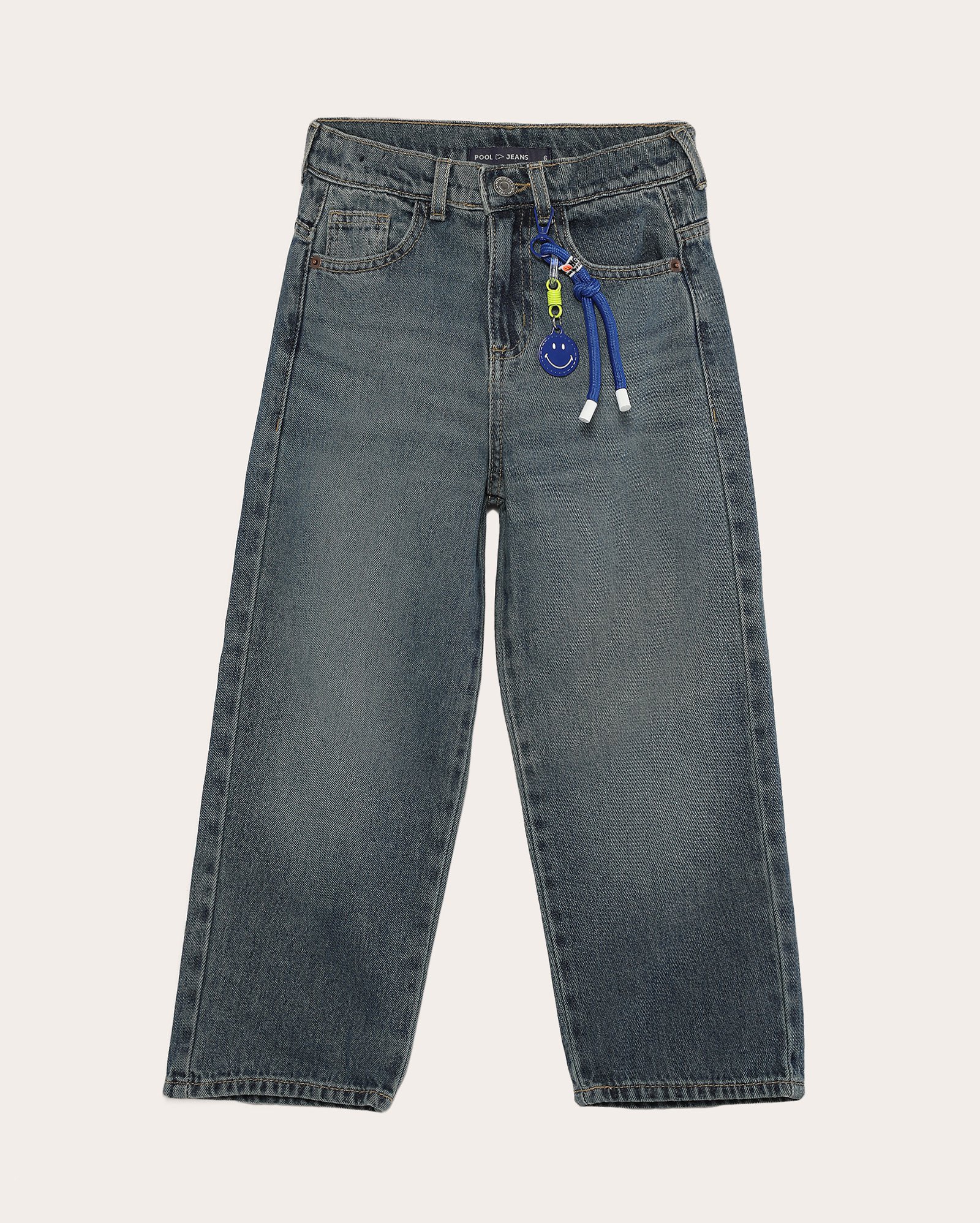 Calça jeans infantil skater com chaveiro 4-10A denim escuro | Pool Kids