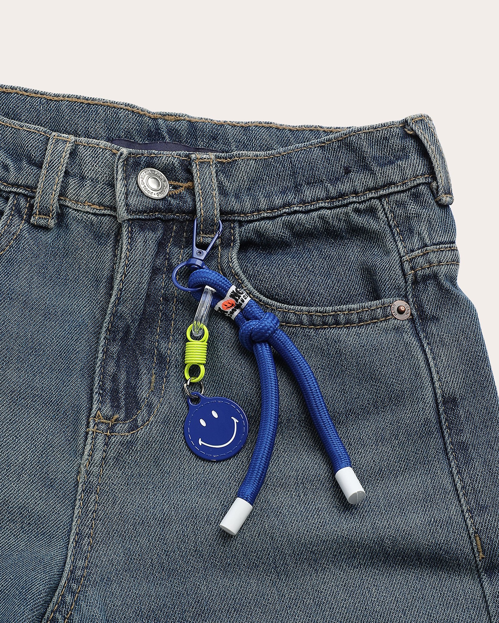 Calça jeans infantil skater com chaveiro 4-10A denim escuro | Pool Kids