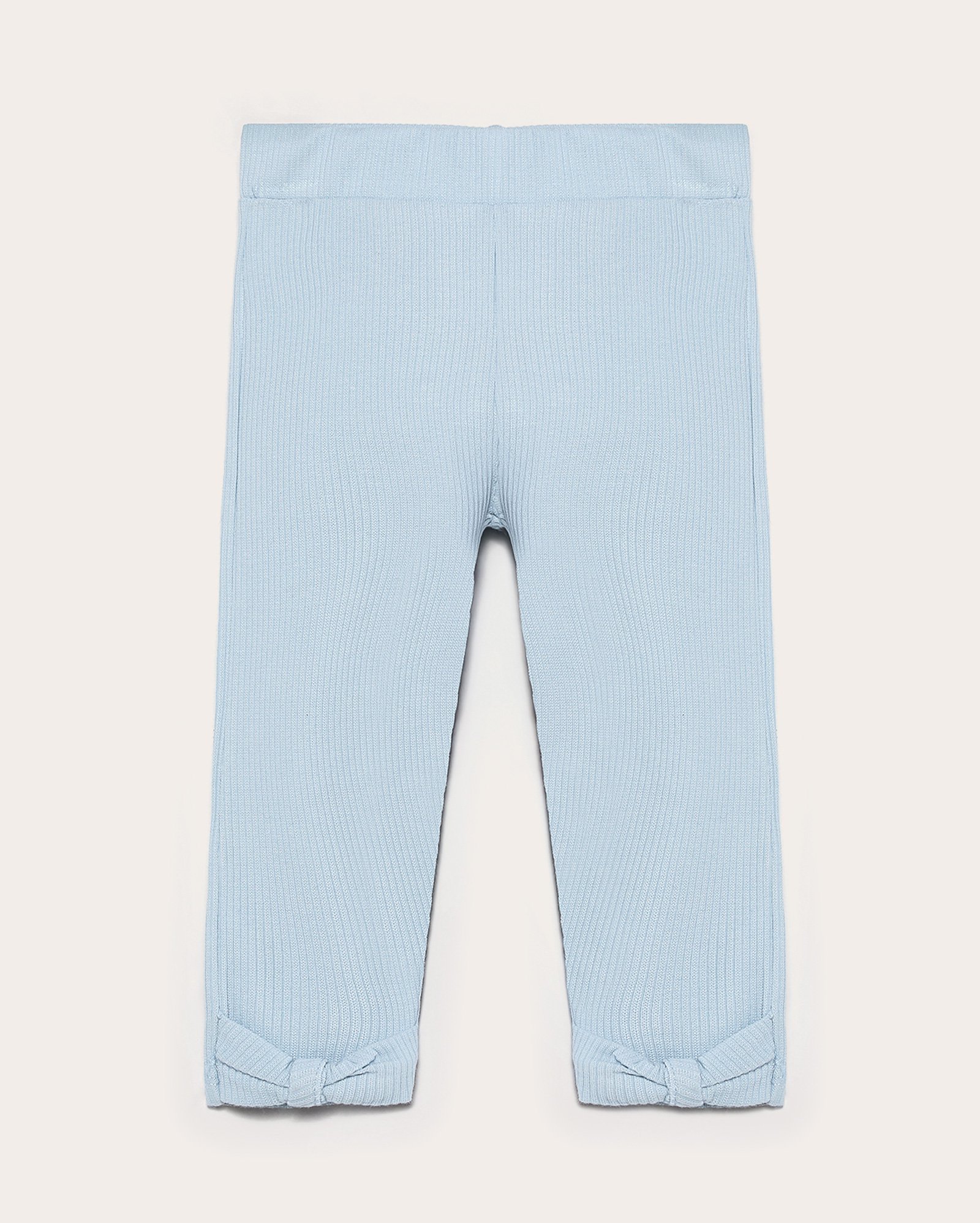 Calça legging bebê com laço canelada azul | Baby Way