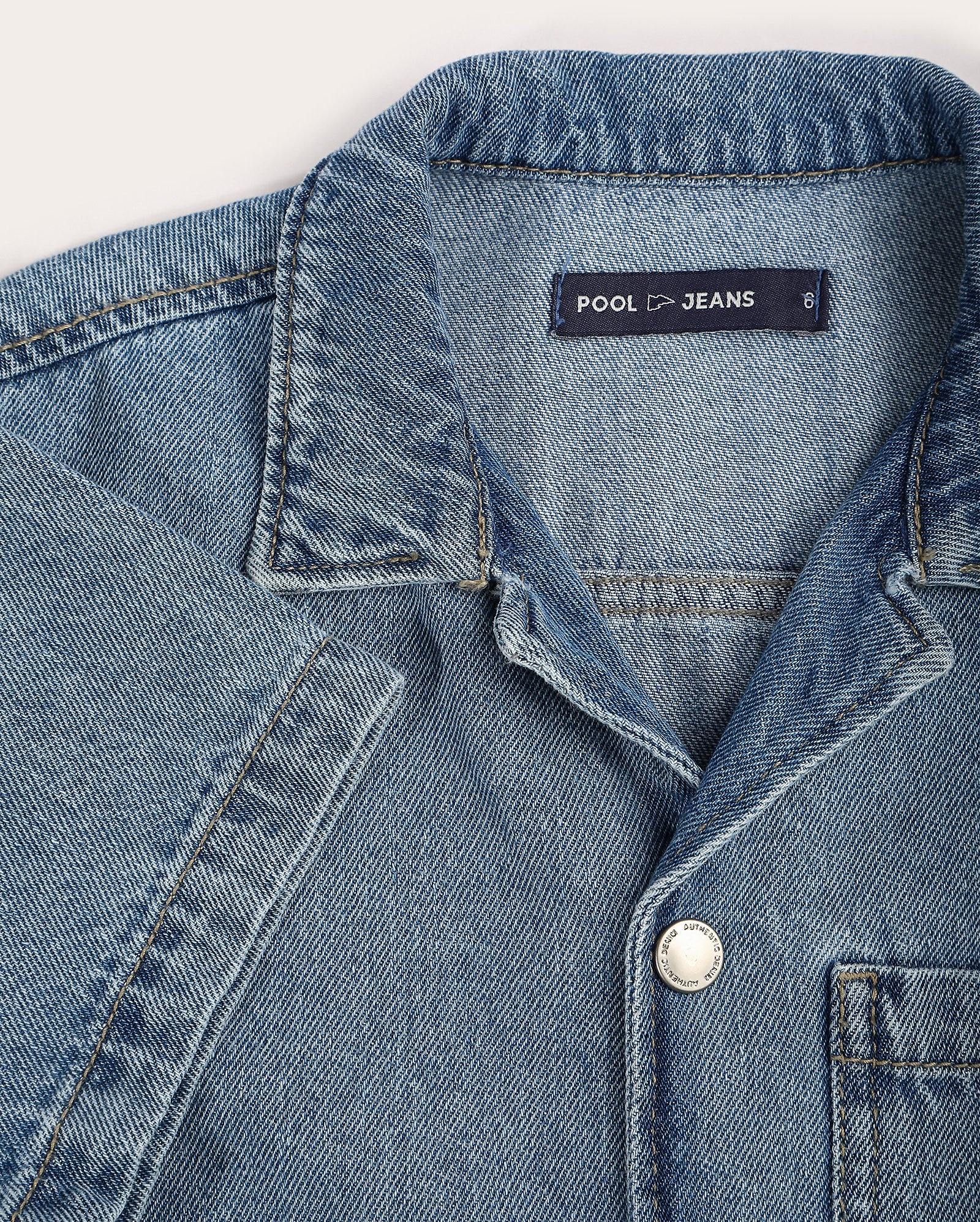 Camisa jeans infantil bowling com bolso 4-10A denim médio | Pool Kids