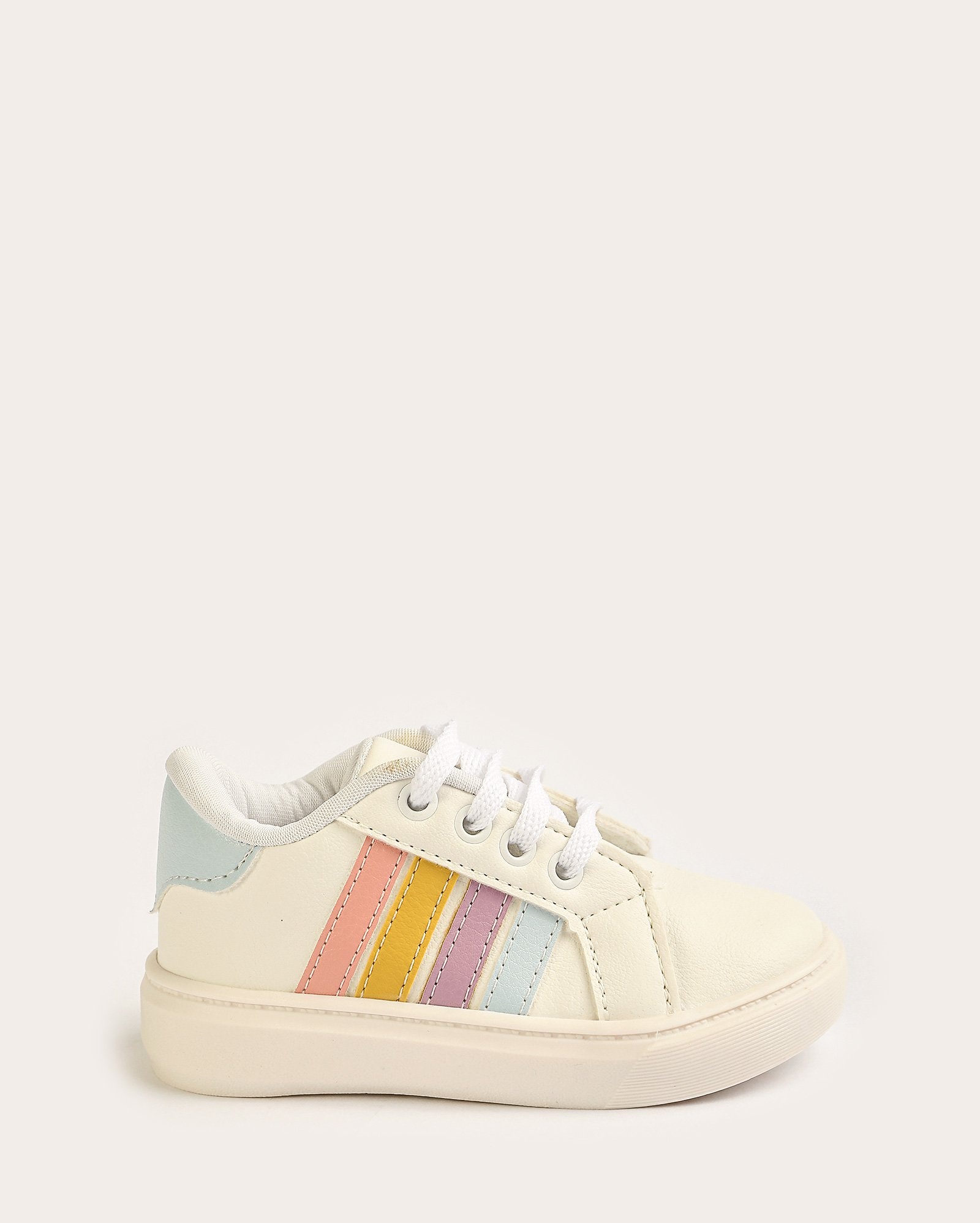 Tênis infantil casual com listras laterais branco | Riachuelo