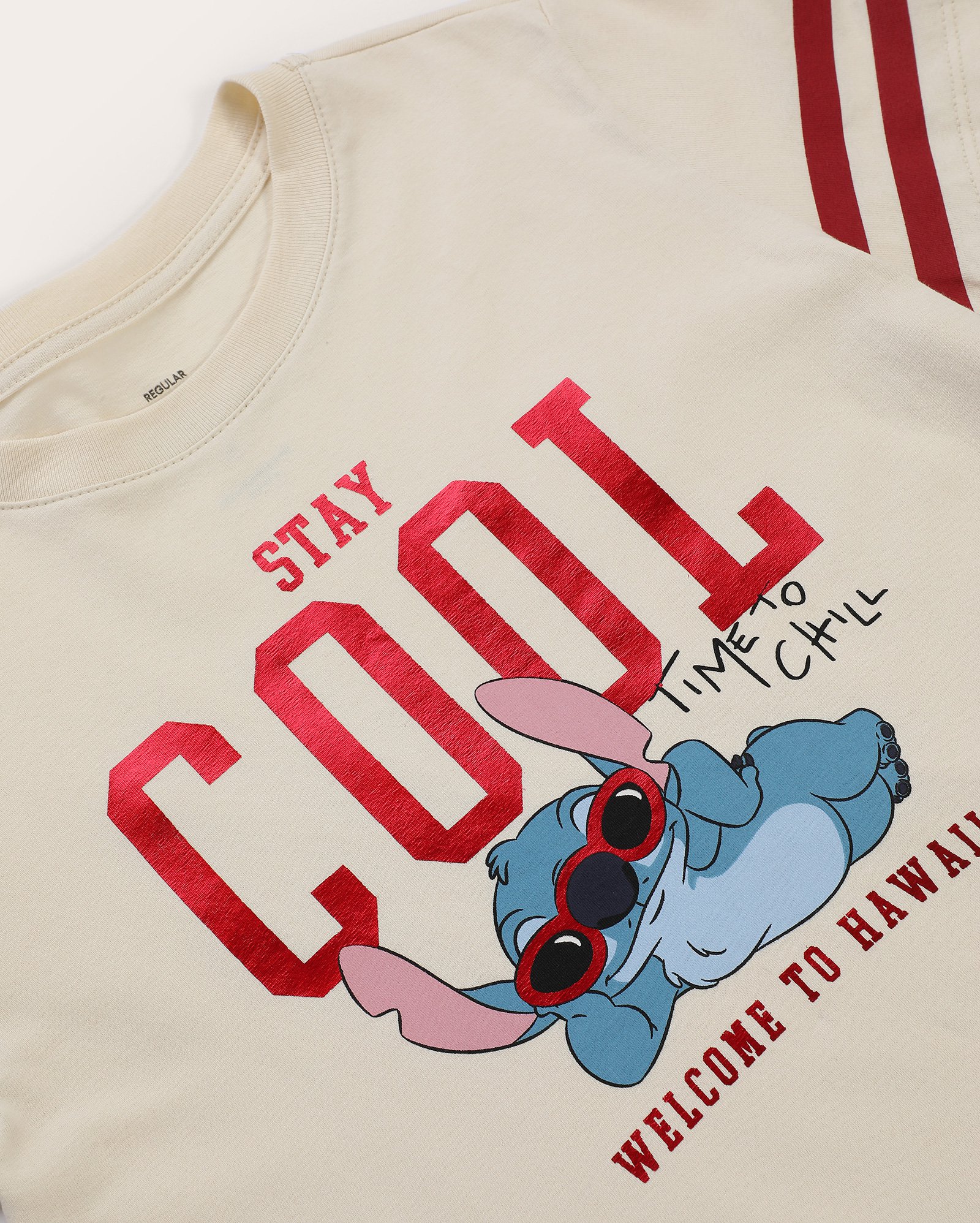 Camiseta juvenil regular Lilo & Stitch stay cool bege | Disney