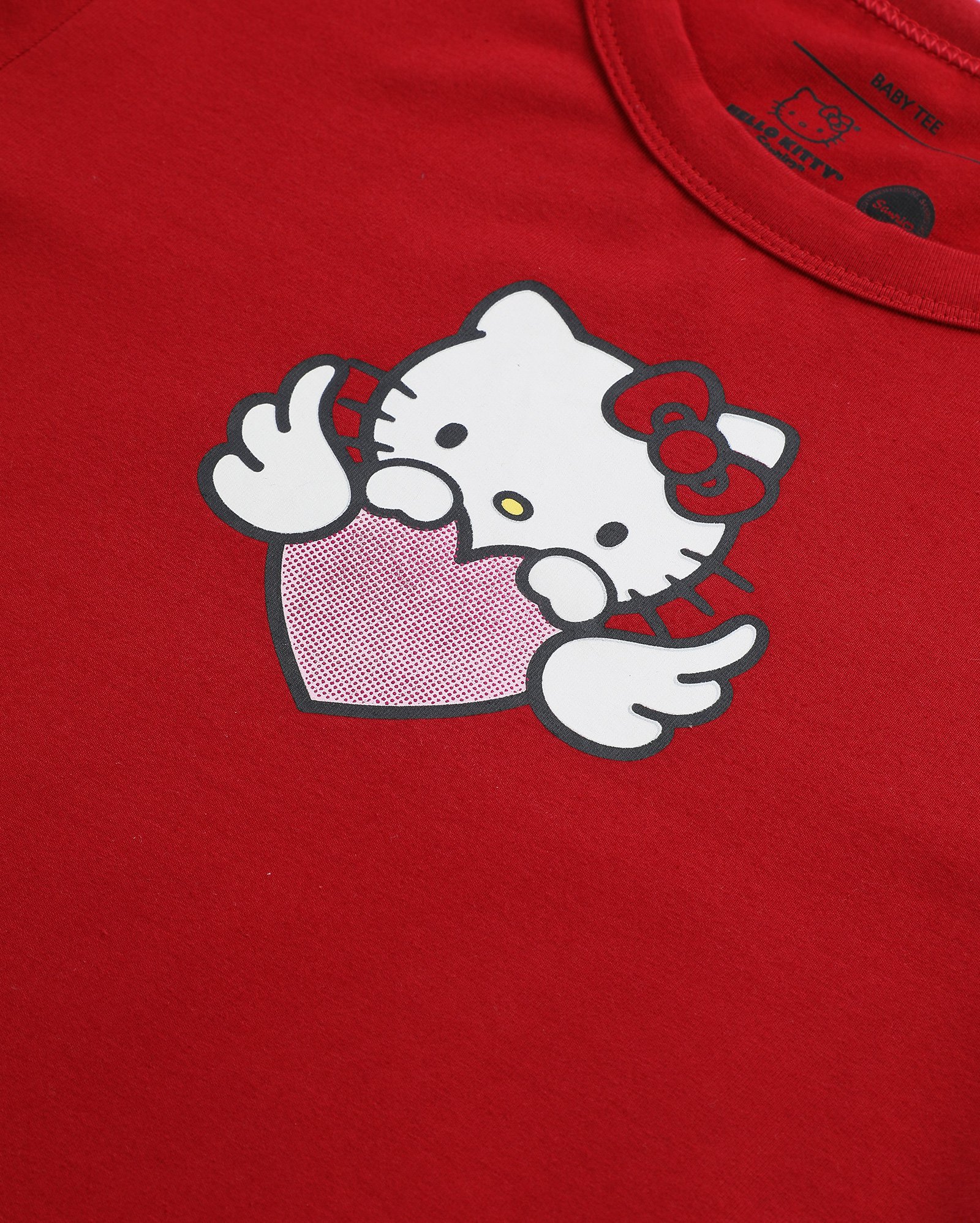Camiseta cropped juvenil baby tee Hello Kitty vermelha | Sanrio