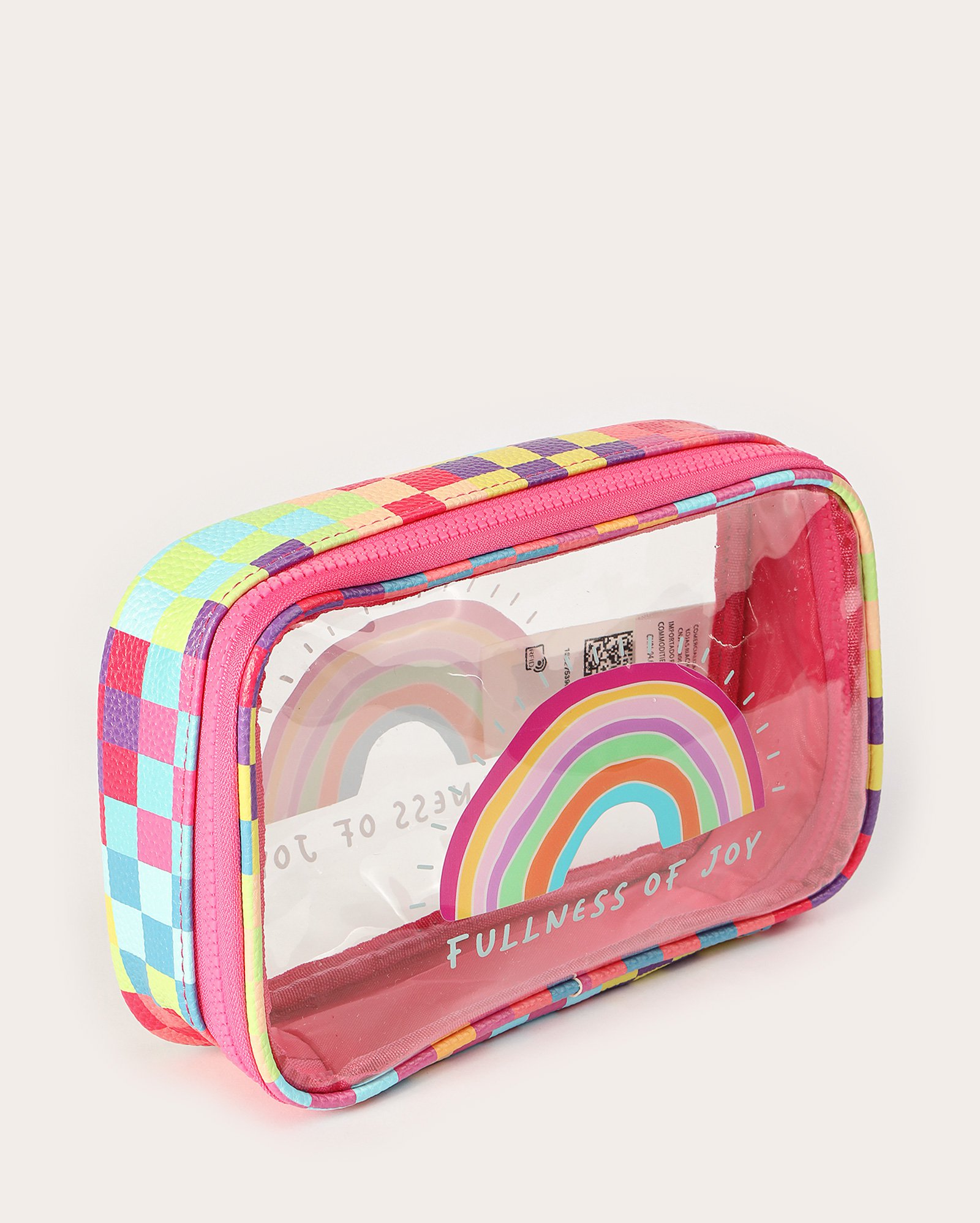 Necessaire M transparente arco-íris Maya rosa | Accessori by Riachuelo