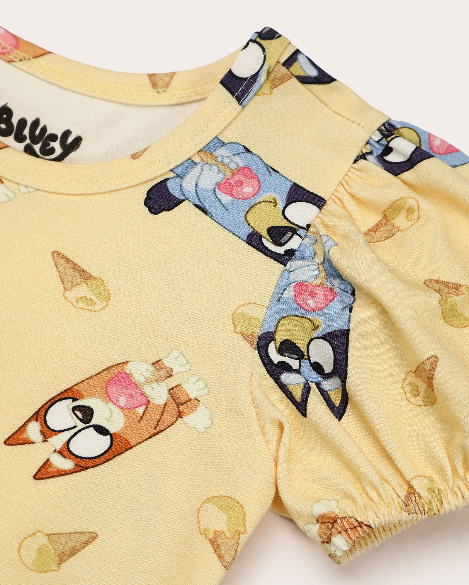 Vestido infantil evasê Bluey 1-4A amarelo | BBC