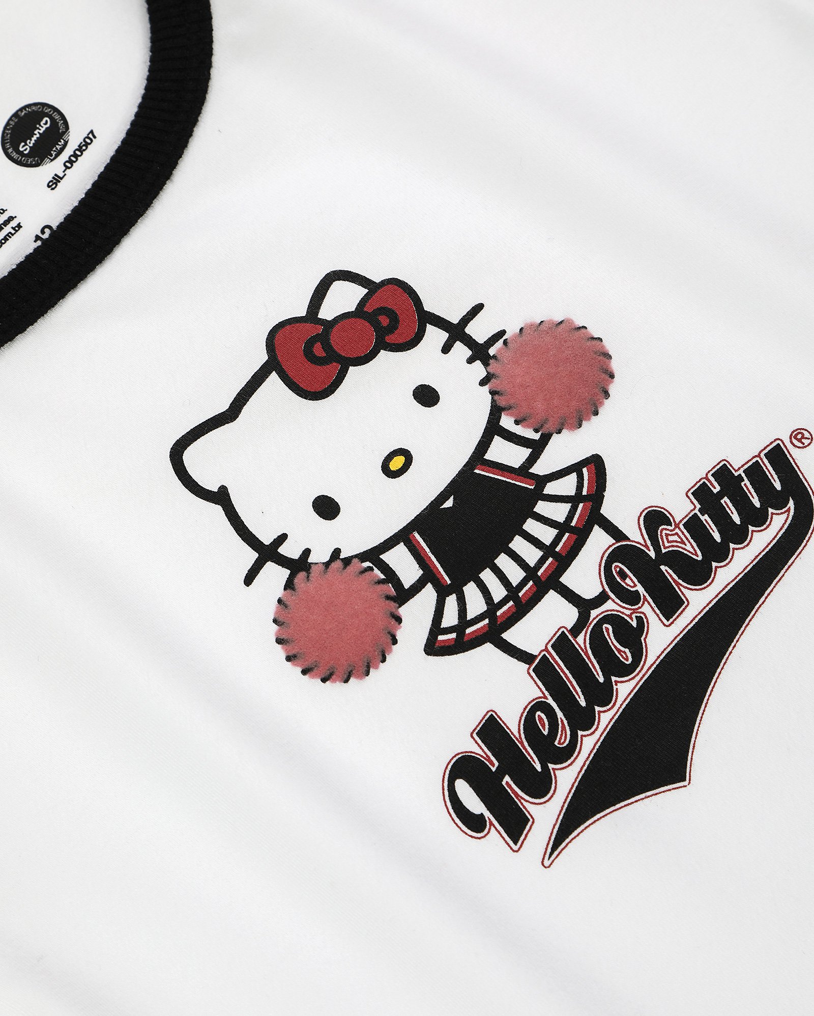 Camiseta juvenil baby tee Hello Kitty branca | Sanrio