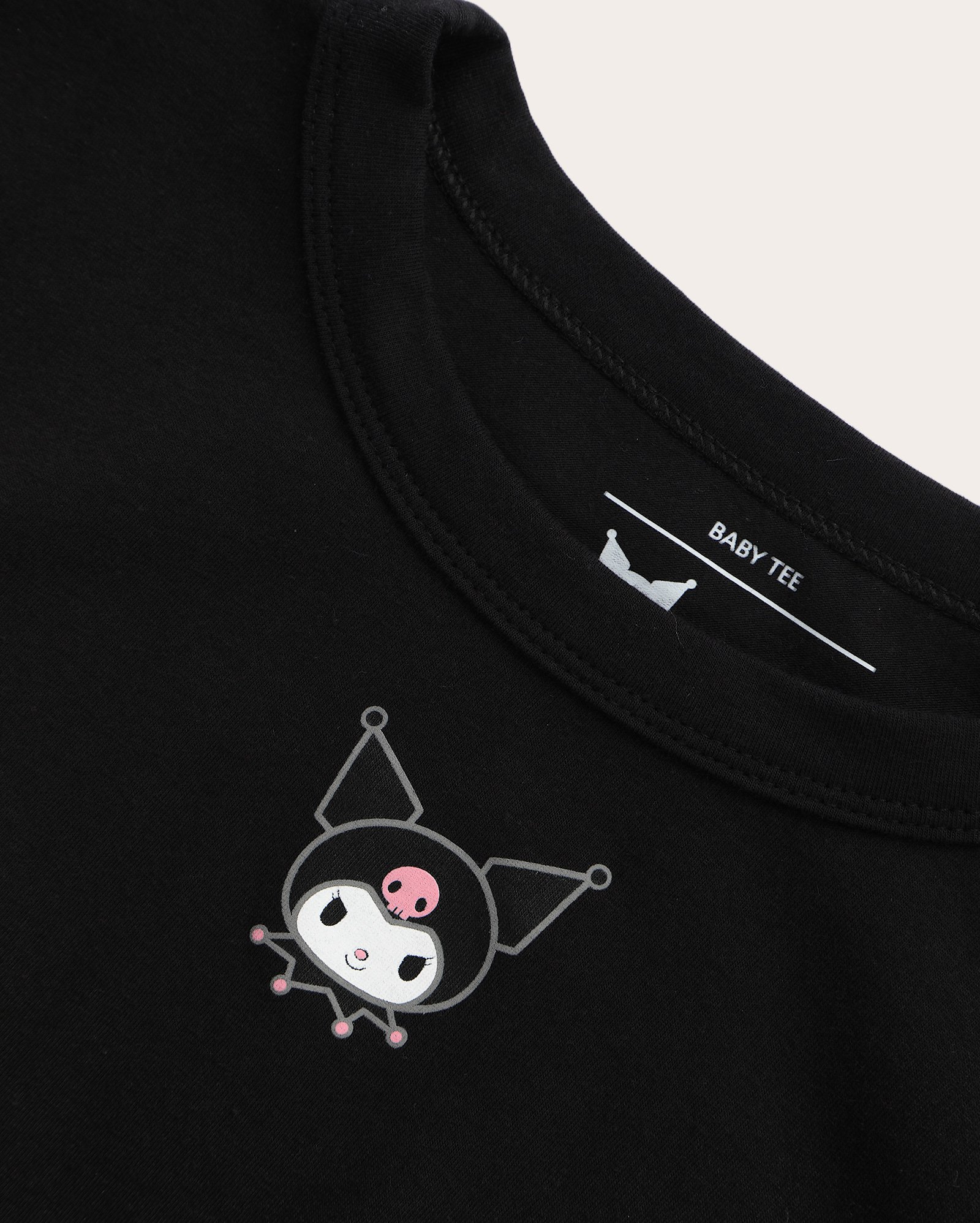 Camiseta juvenil baby tee Kuromi - preta | Sanrio