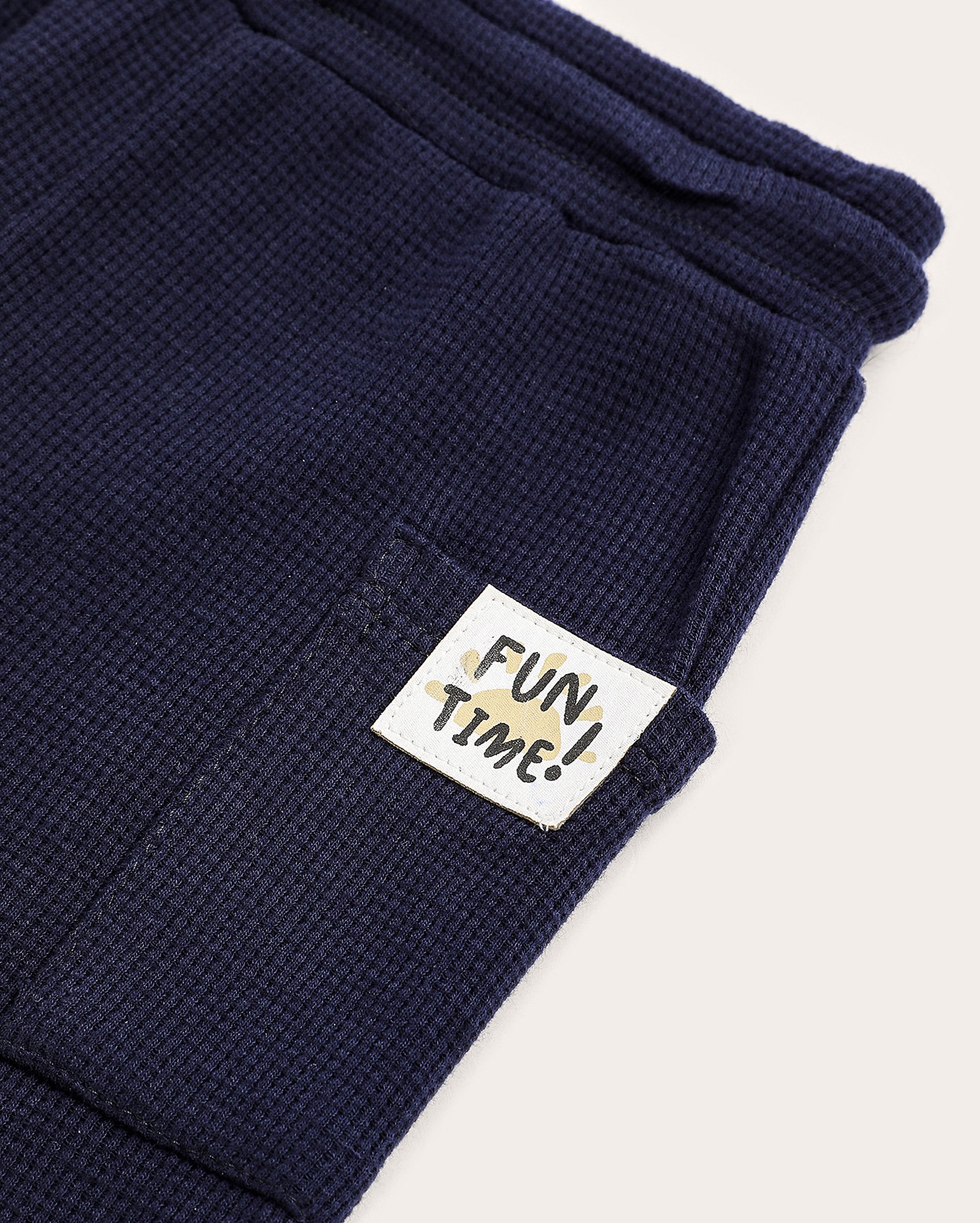 Calça bebê cuffed texturizada com bolsos azul