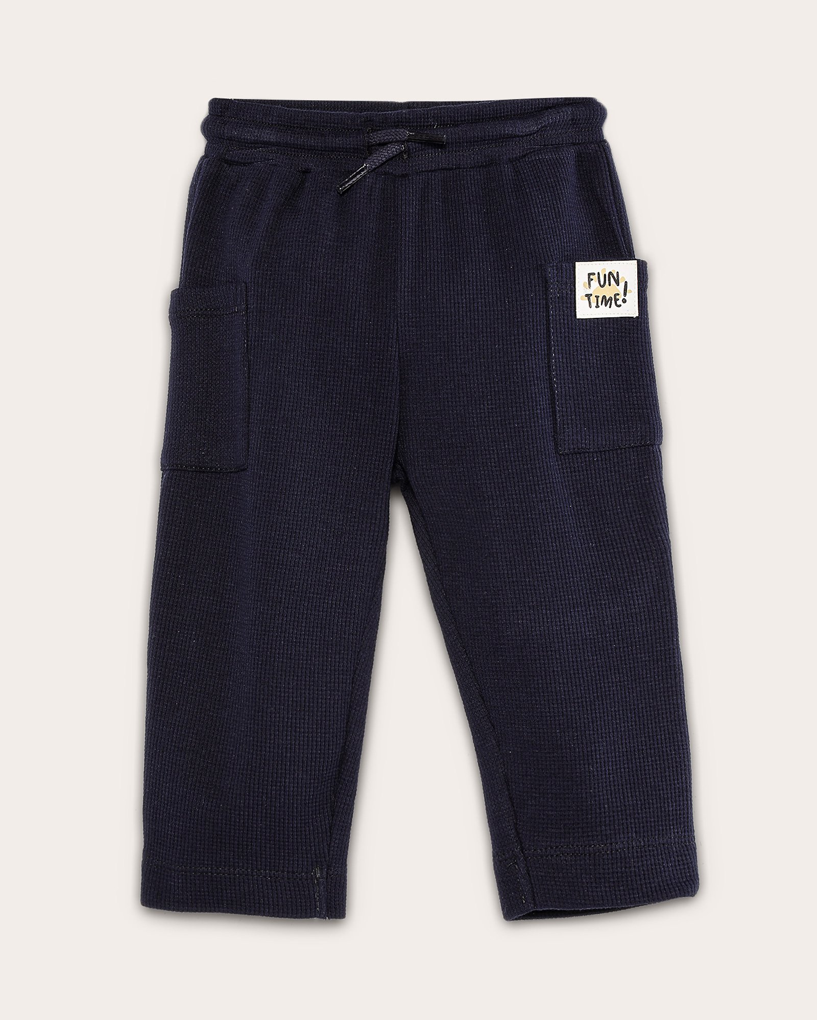 Calça bebê cuffed texturizada com bolsos azul