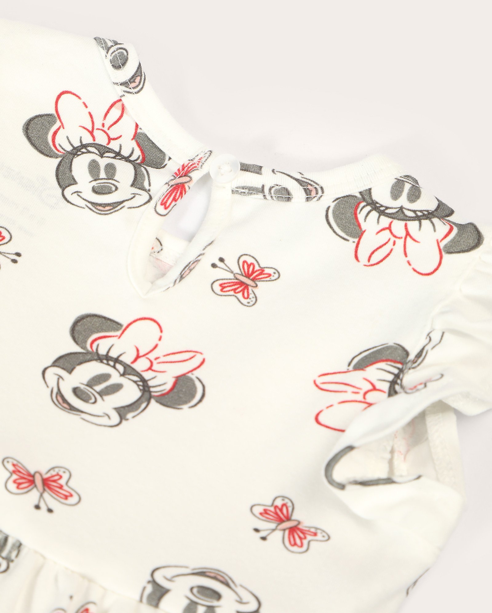 Vestido body bebê com babados Minnie branco | Disney