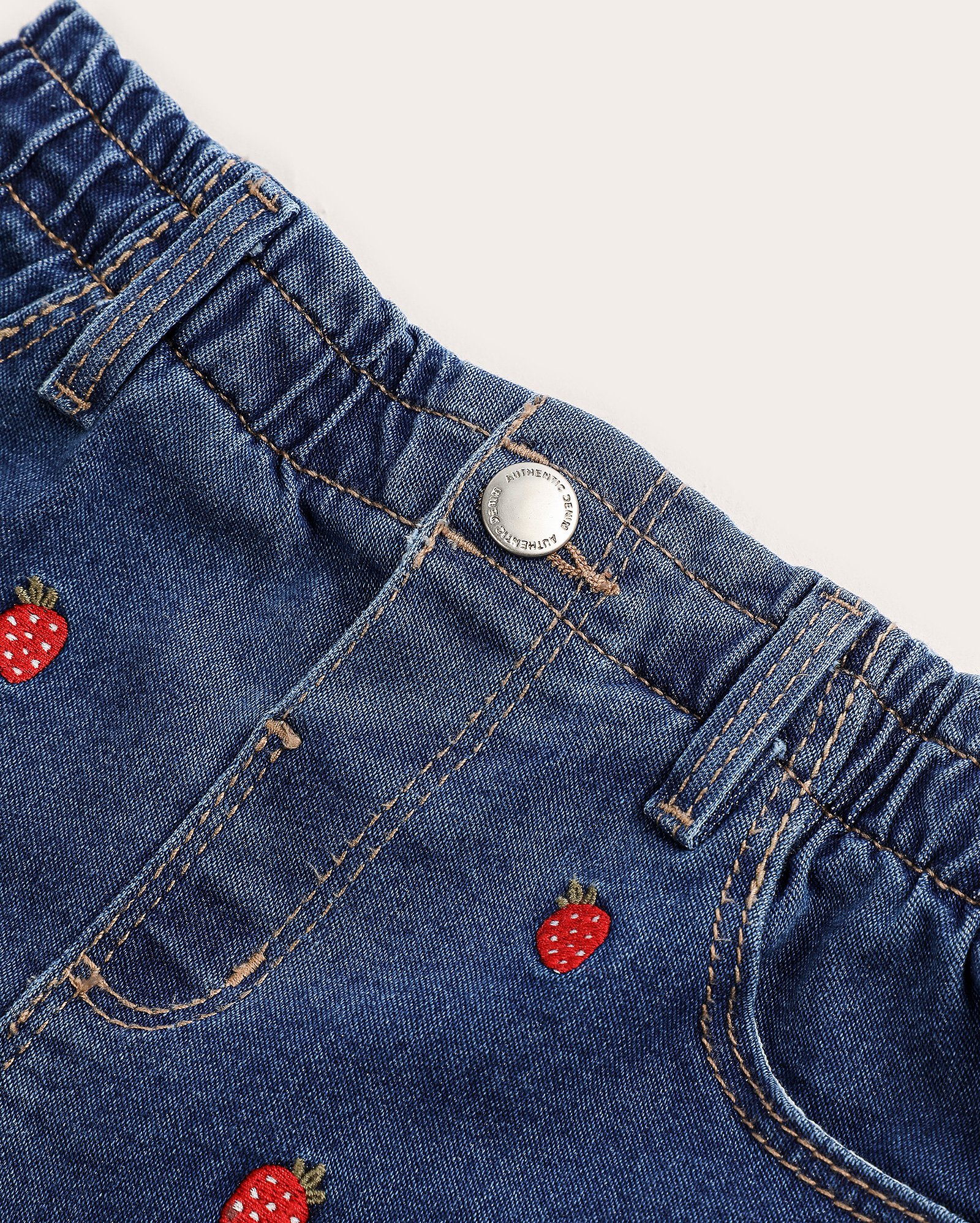 Short jeans infantil baggy com bordado 1-4A denim escuro