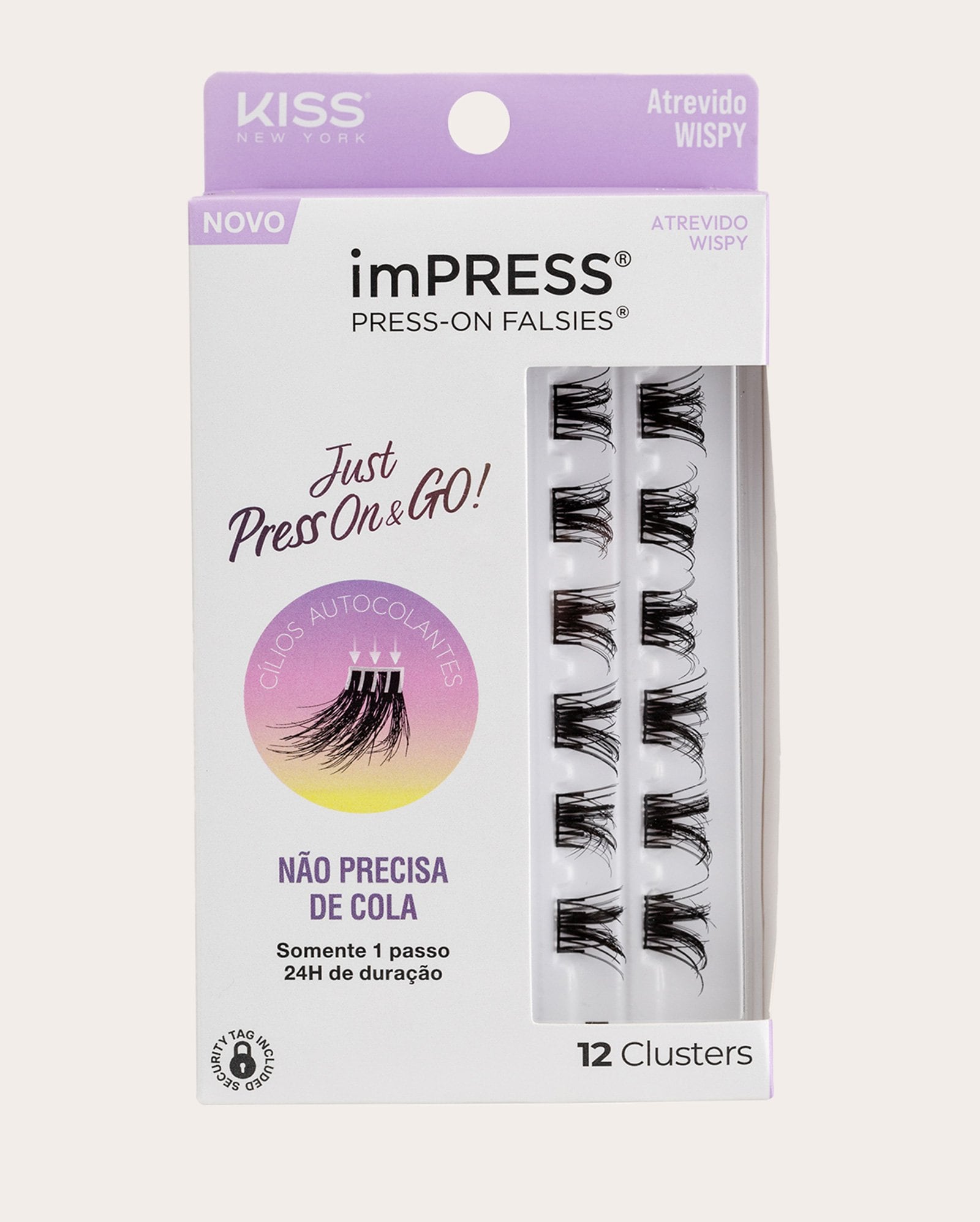 Kit refil de cílios postiços 12 clusters imPRESS Press-on Falsies atrevido wispy | Kiss New York