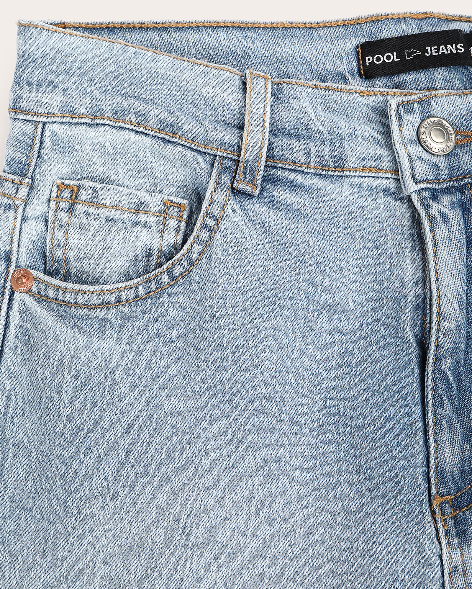 Calça jeans juvenil mom cintura alta denim médio | Pool