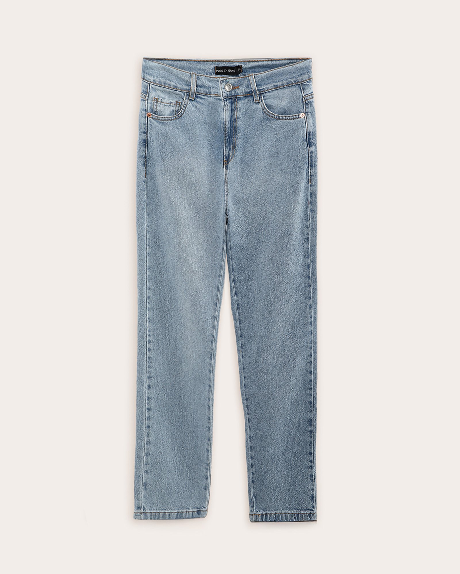 Calça jeans juvenil mom cintura alta denim médio | Pool