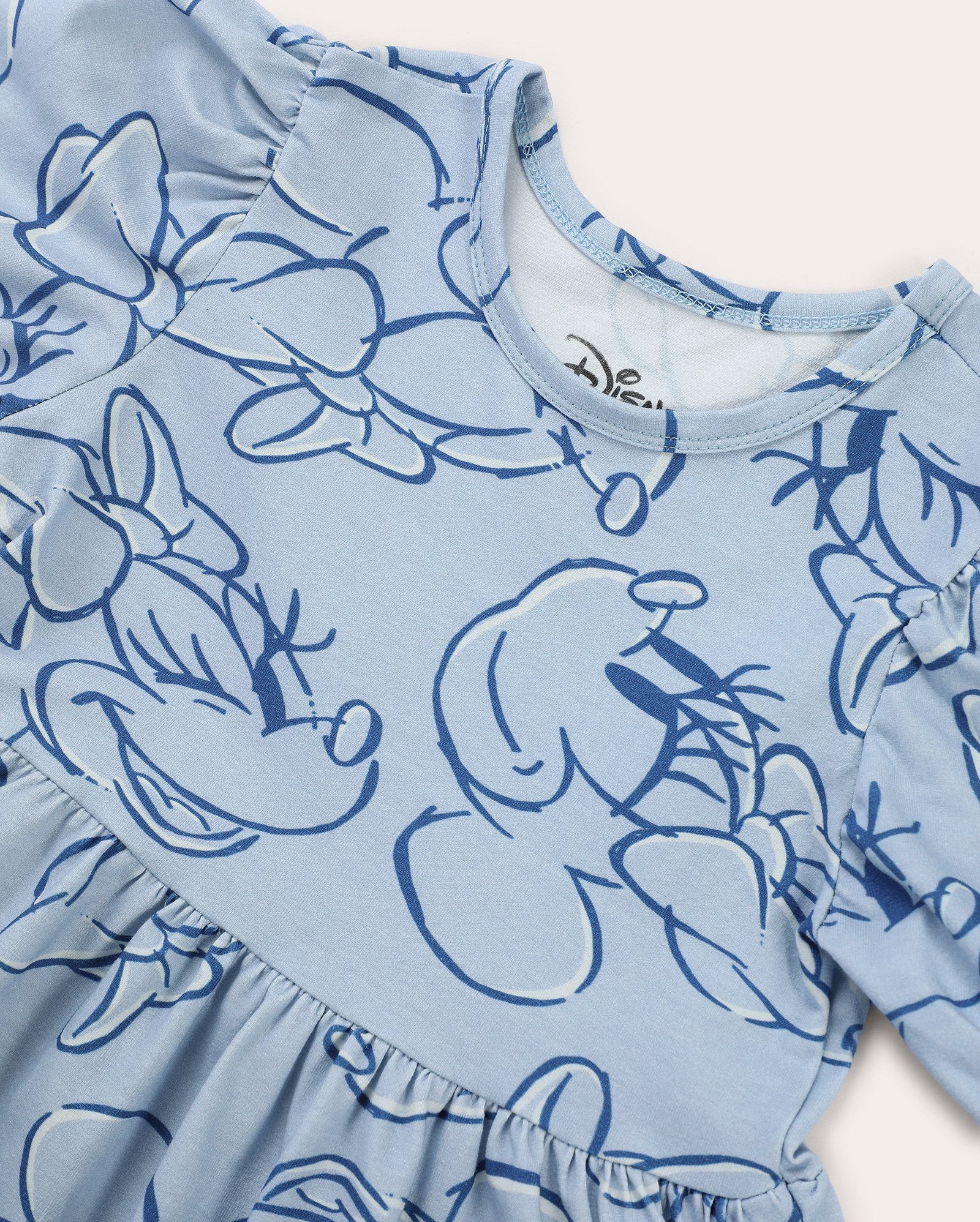 Vestido infantil evasê manga bufante Minnie 4-10A azul | Disney