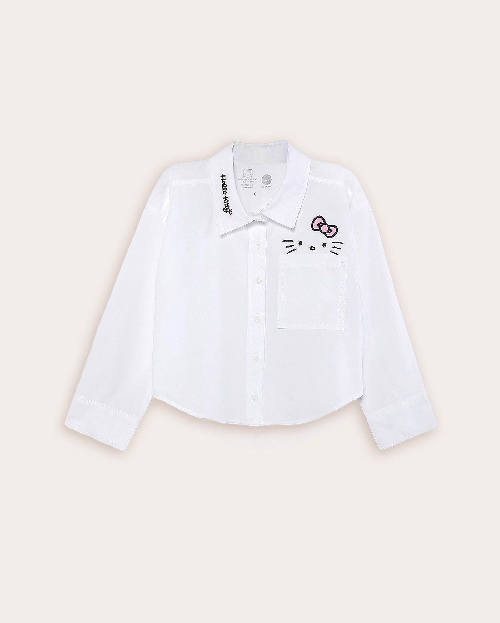 Camisa infantil bordado Hello Kitty 4-10A branca | Sanrio