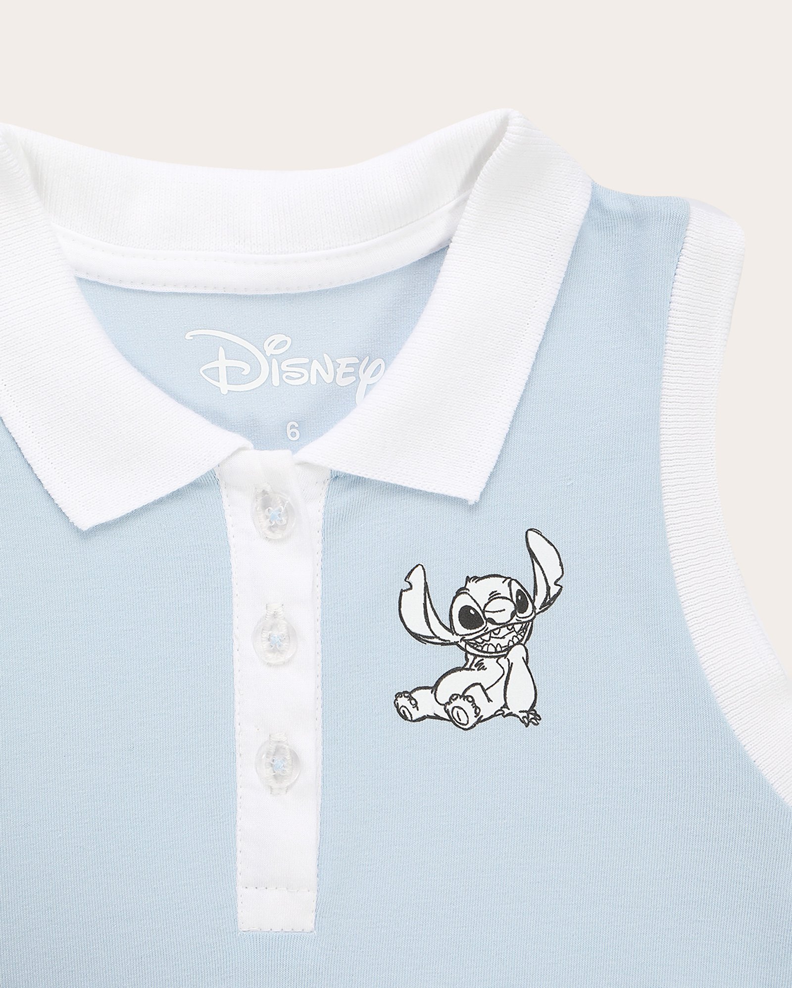 Vestido infantil gola polo plissado Stitch 4-10A azul | Disney