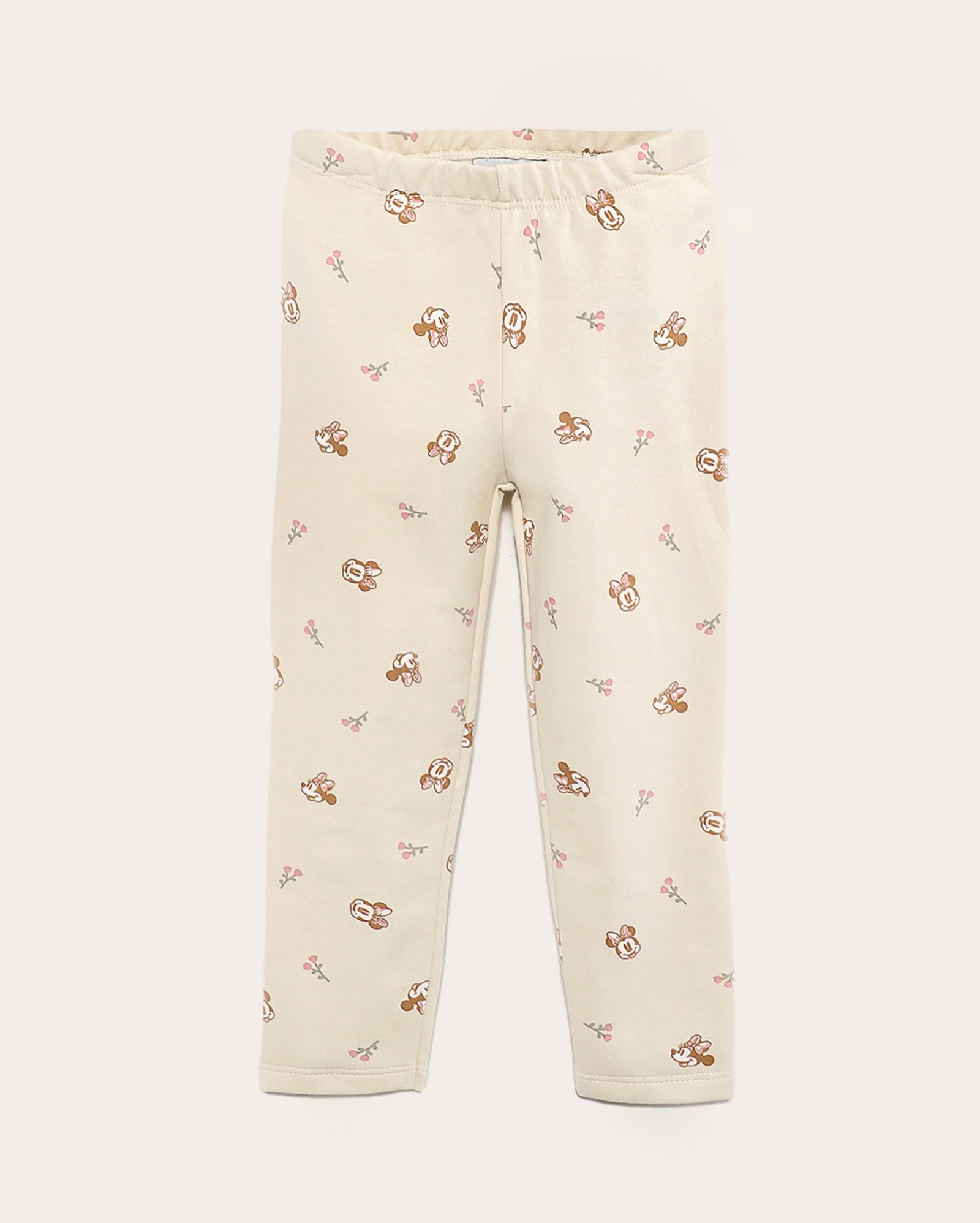 Calça legging infantil Minnie floral com forro 1-4A bege | Disney