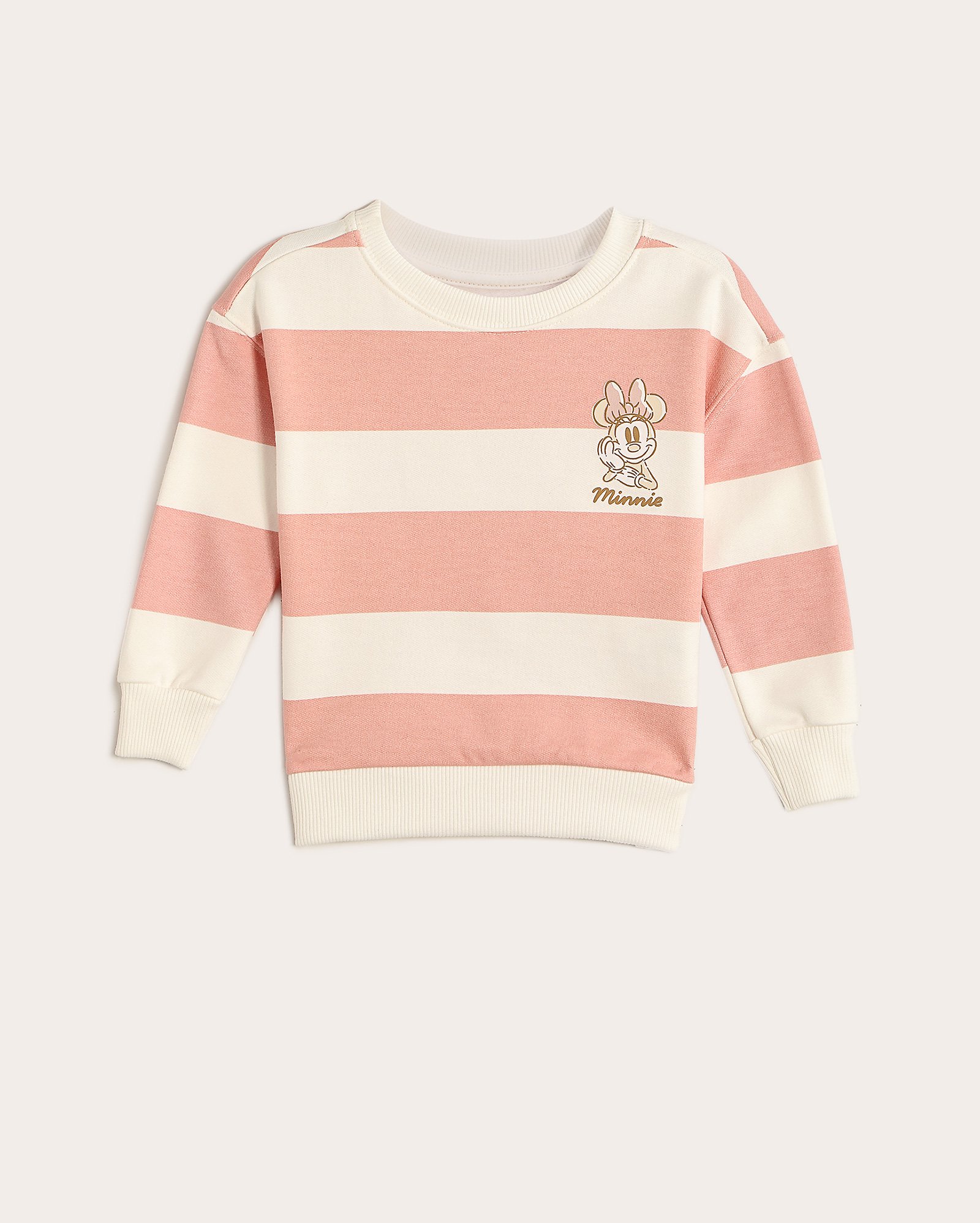 Blusa de moletom infantil com felpa listras Minnie 1-4A rosa | Disney