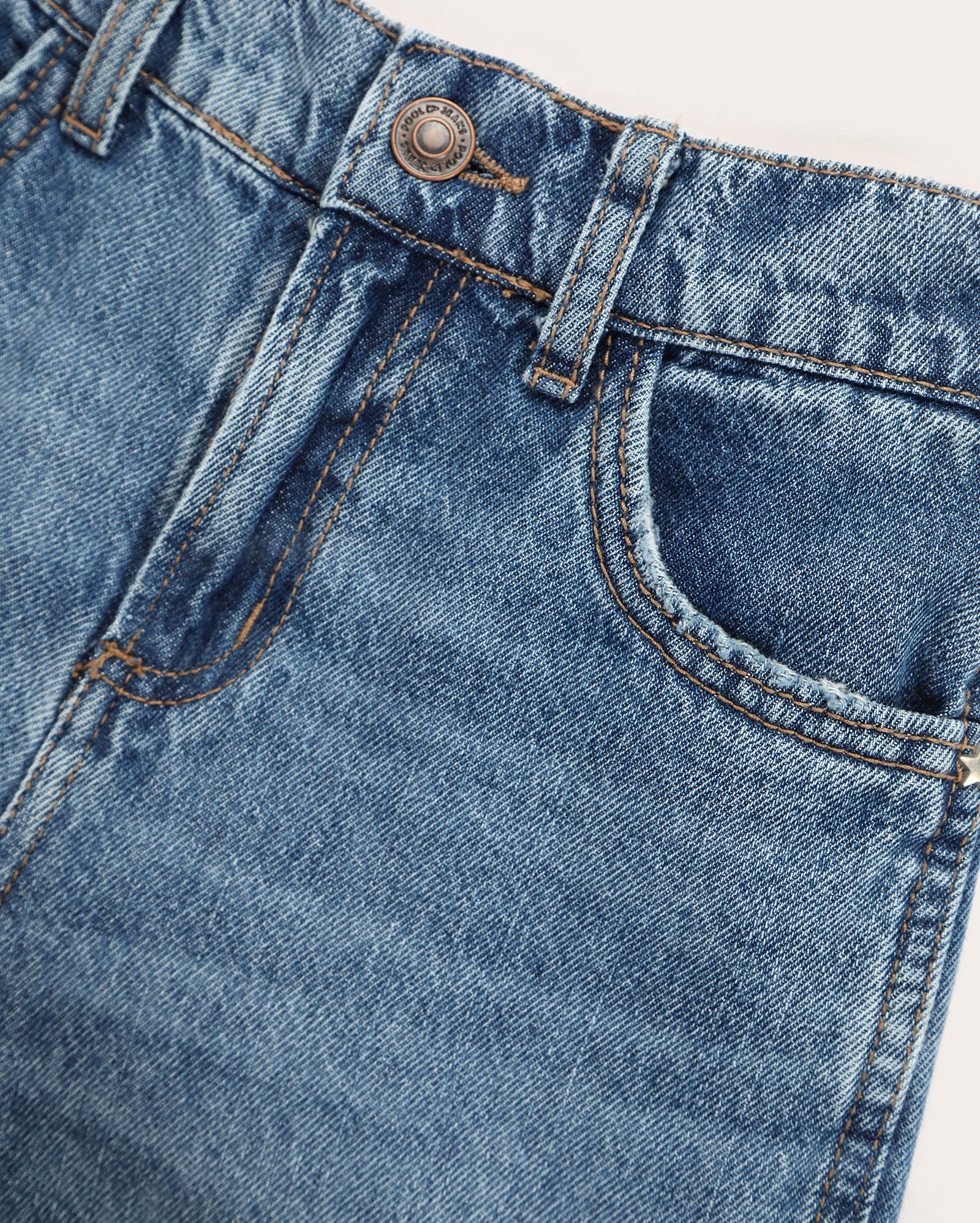 Calça jeans juvenil reta cós com elástico - denim jeans