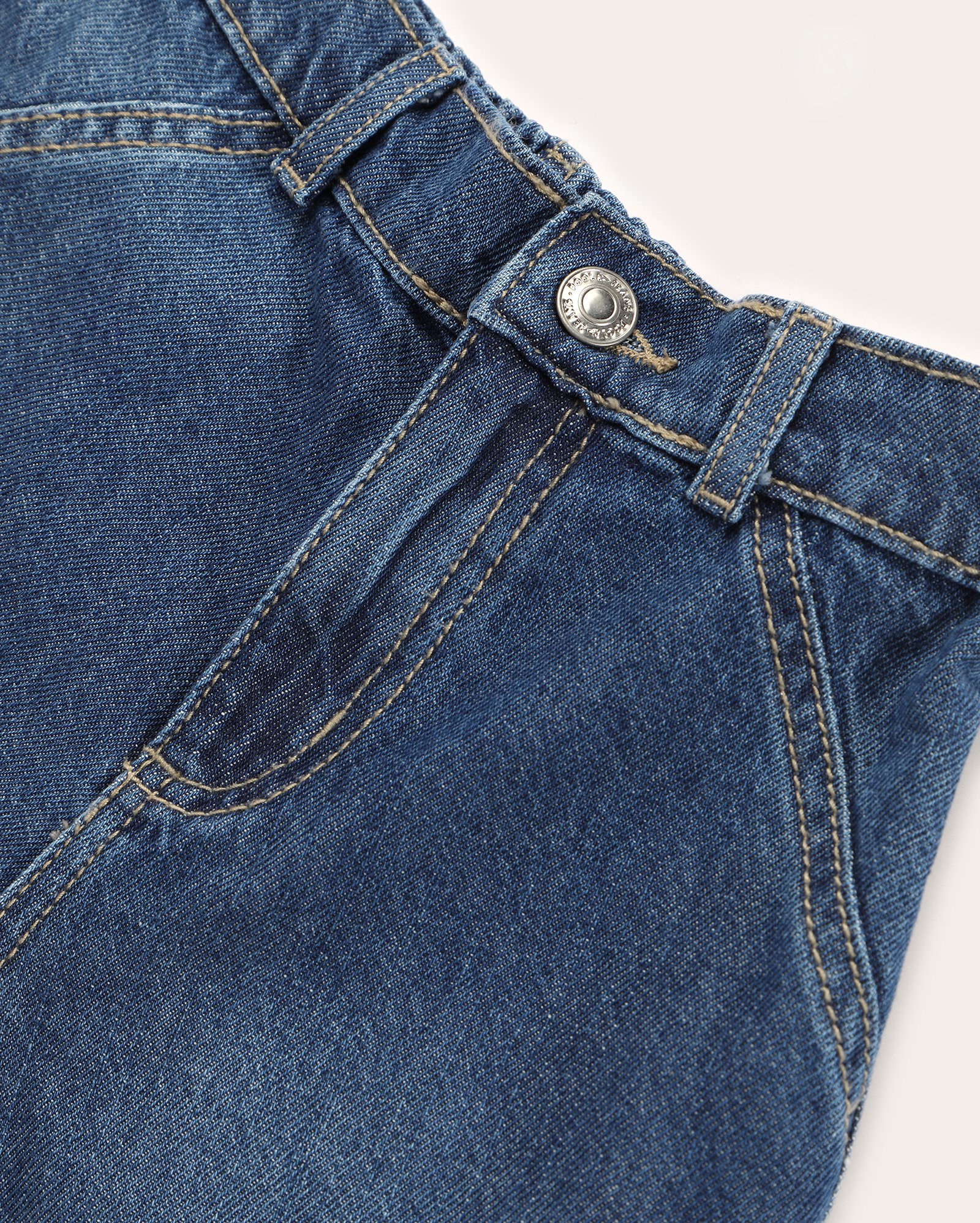 Bermuda jeans infantil reta bolsos cargo 4-10A denim escuro