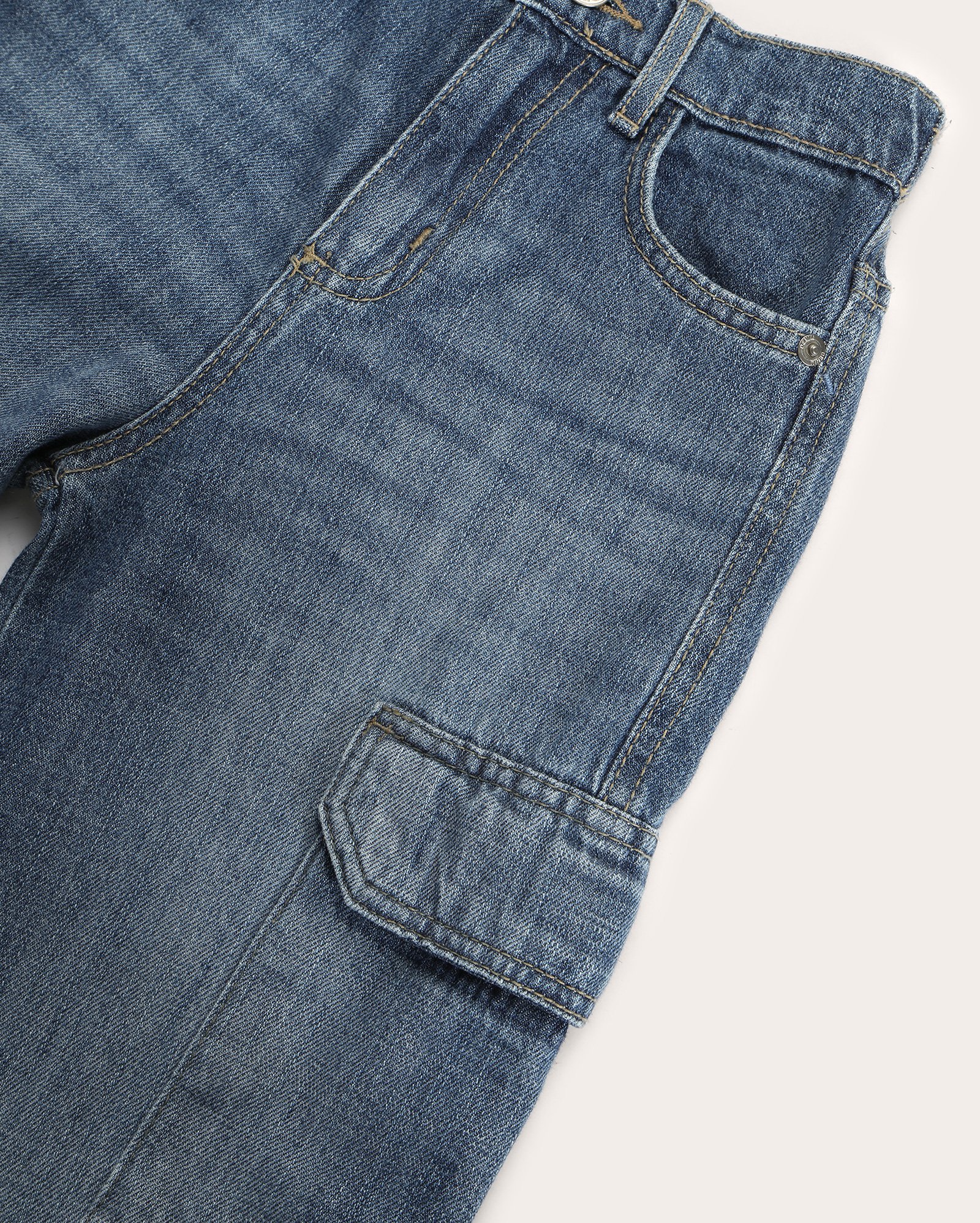 Calça jeans infantil cargo 4-10A denim escuro | Pool Jeans