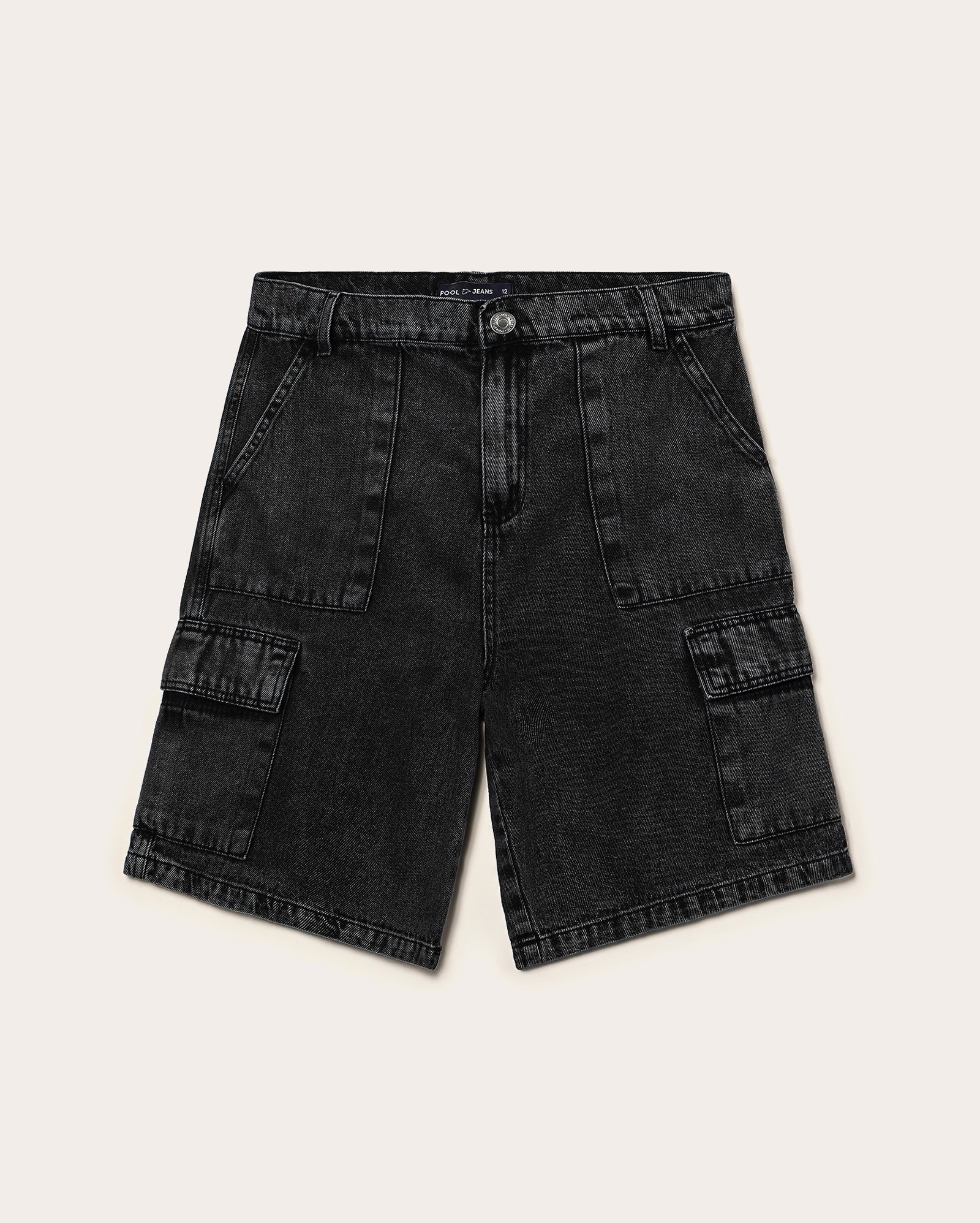 Bermuda black jeans juvenil skater cargo