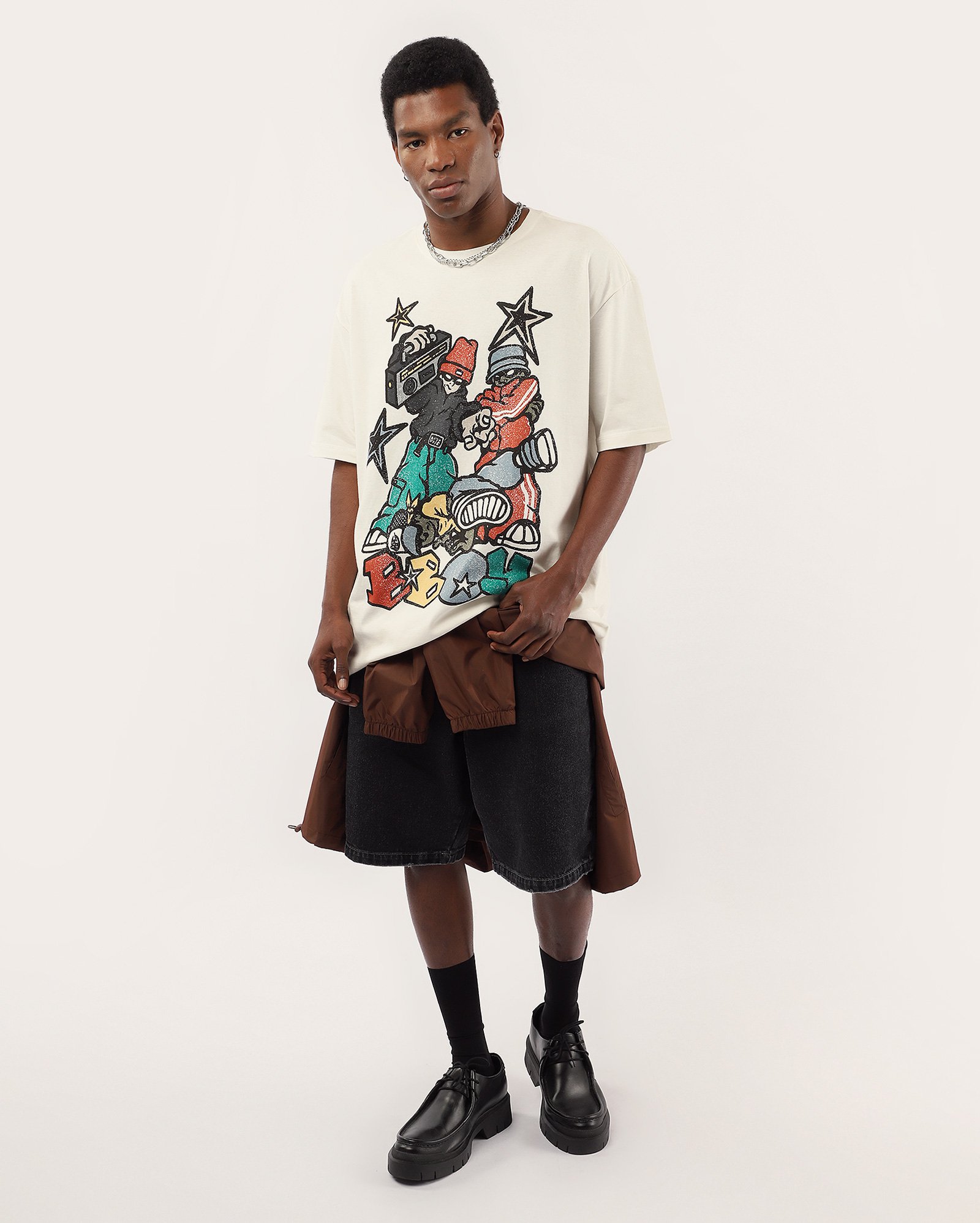 Riachuelo | Camiseta masculina oversized Bboy estonada off-white