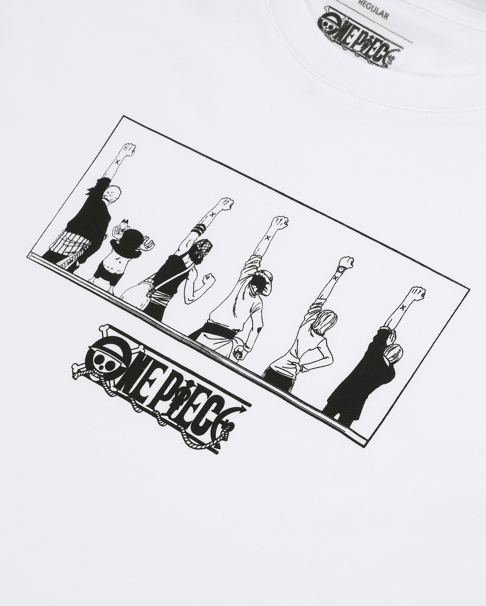 Camiseta juvenil regular tripulação estampada branca | One Piece