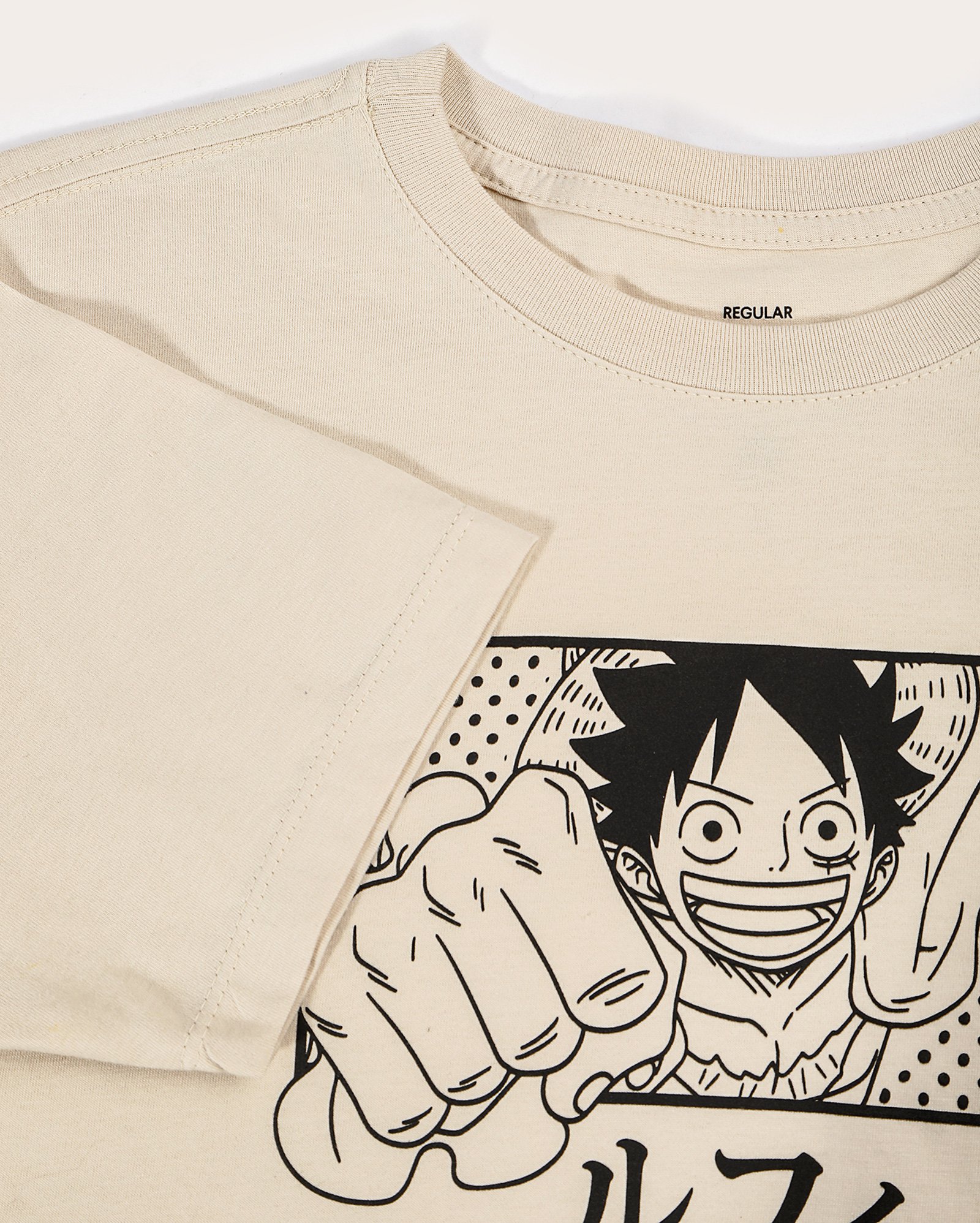 Camiseta juvenil regular Luffy bege | One Piece