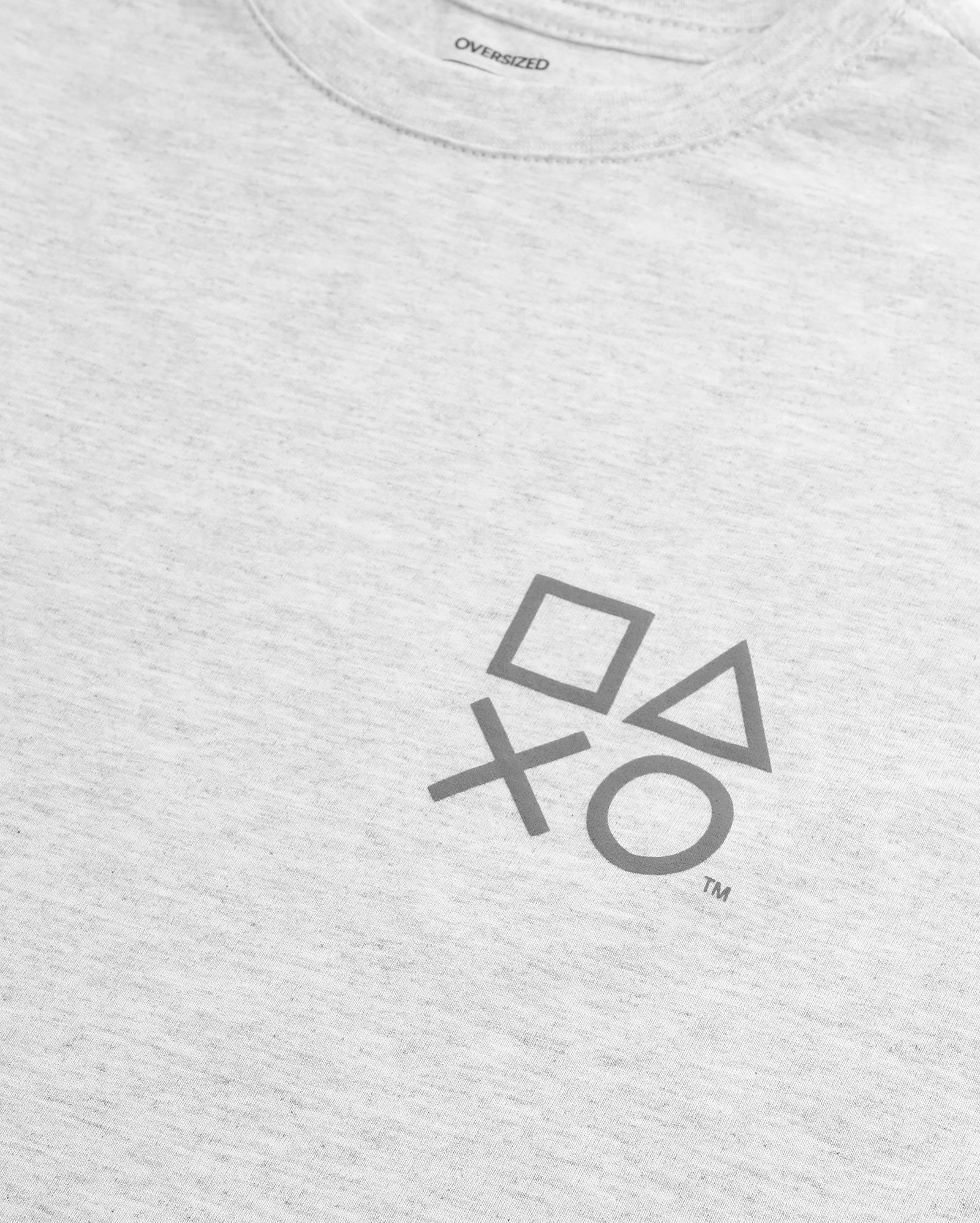 Camiseta infantil oversized PlayStation 4-10A mescla cinza | Sony