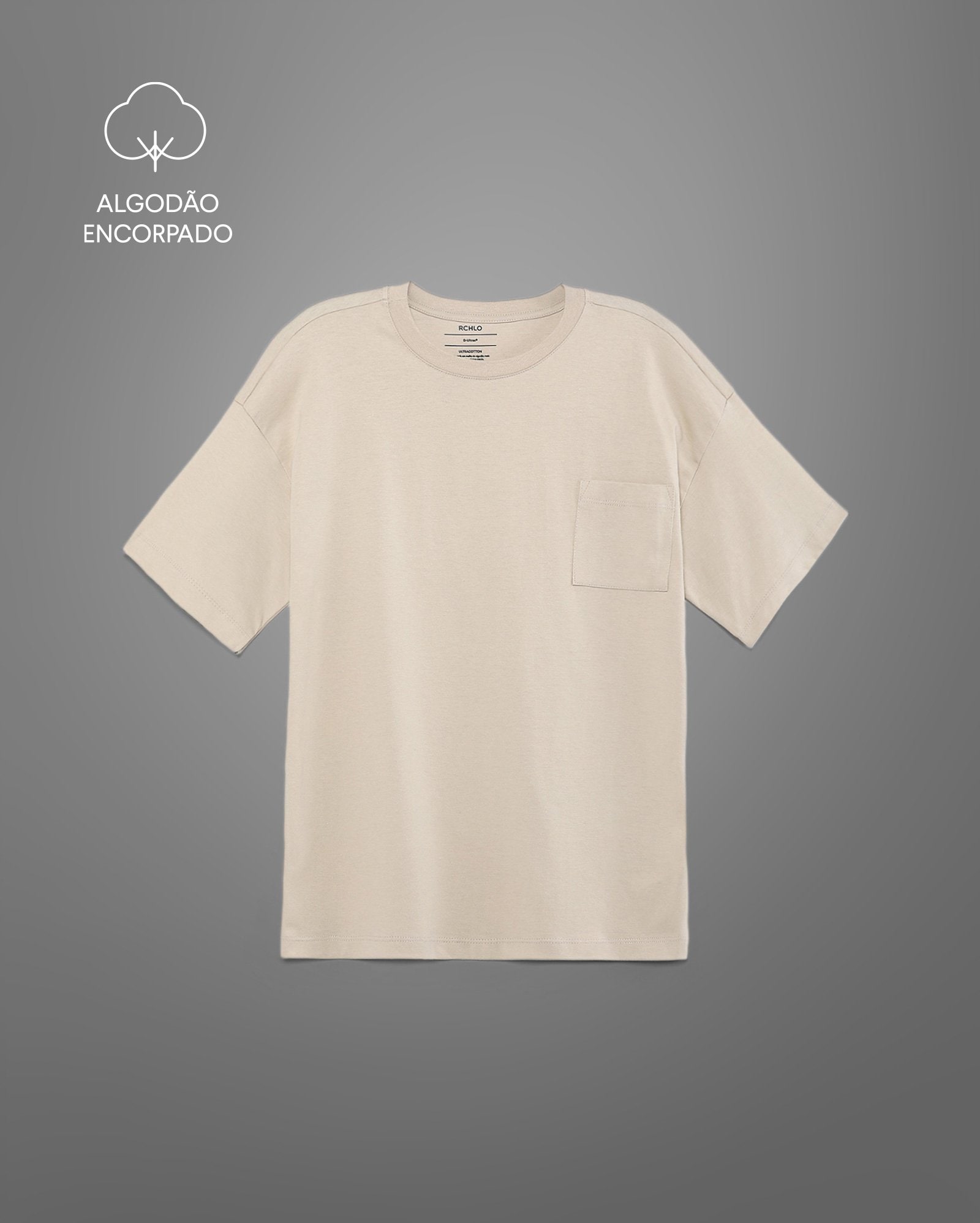 Camiseta juvenil oversized algodão Tech UltraCotton bege