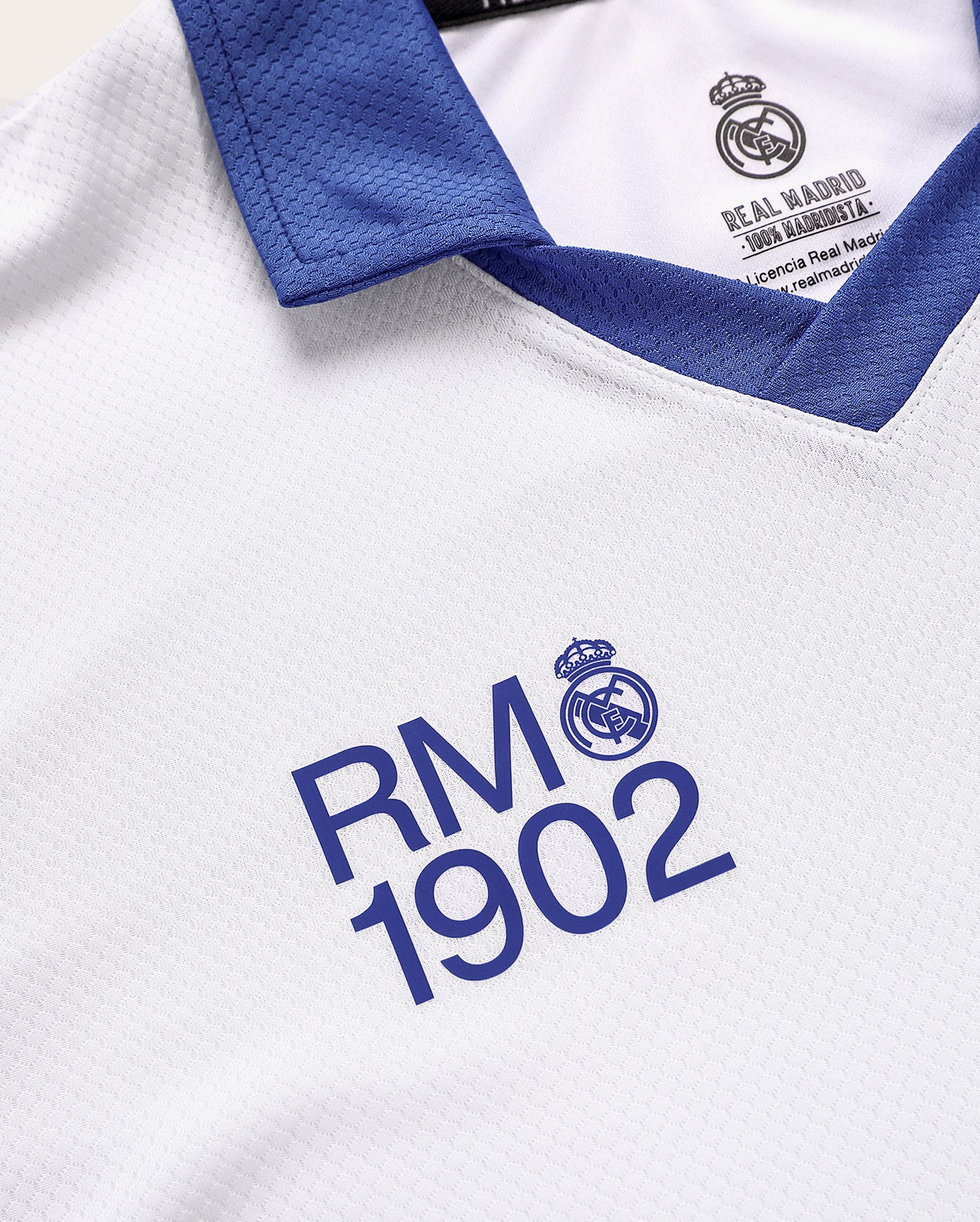 Camisa polo juvenil futebol Real Madrid C.F 1902 branca