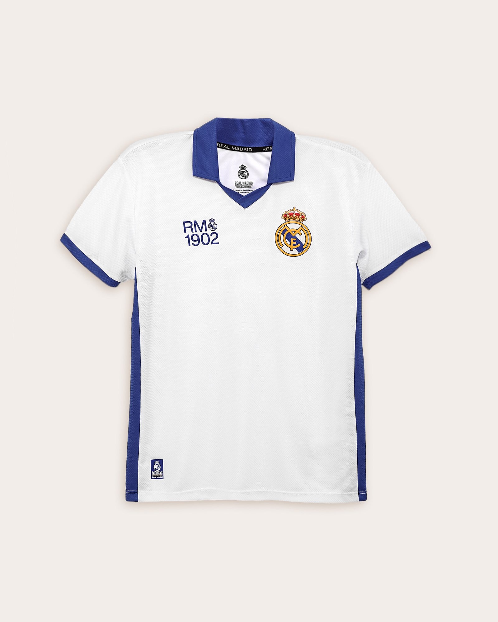 Camisa polo juvenil futebol Real Madrid C.F 1902 branca